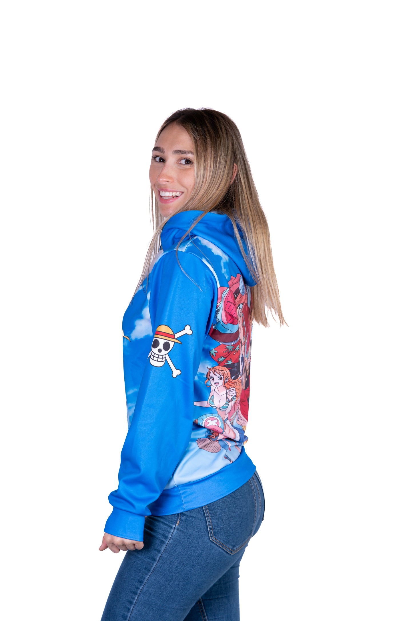 Hooded sweatshirt - One-piece Fishman Luffy and the crew blue