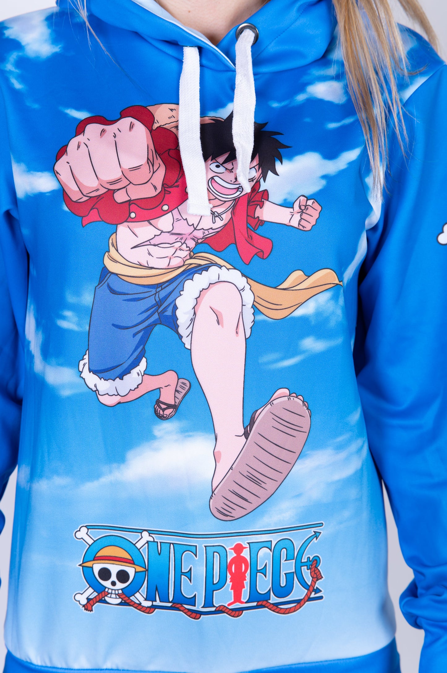Hooded sweatshirt - One-piece Fishman Luffy and the crew blue