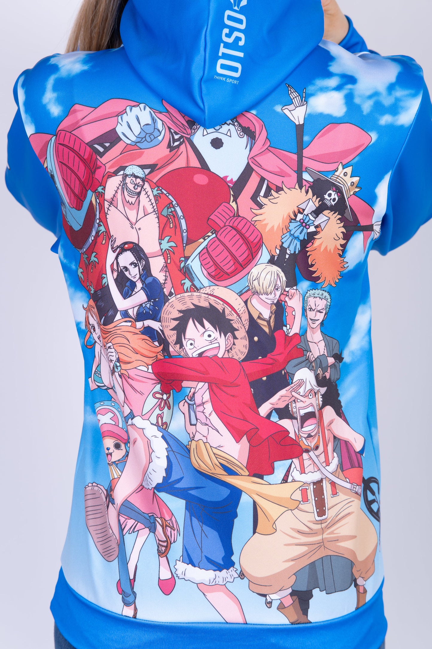 Hooded sweatshirt - One-piece Fishman Luffy and the crew blue