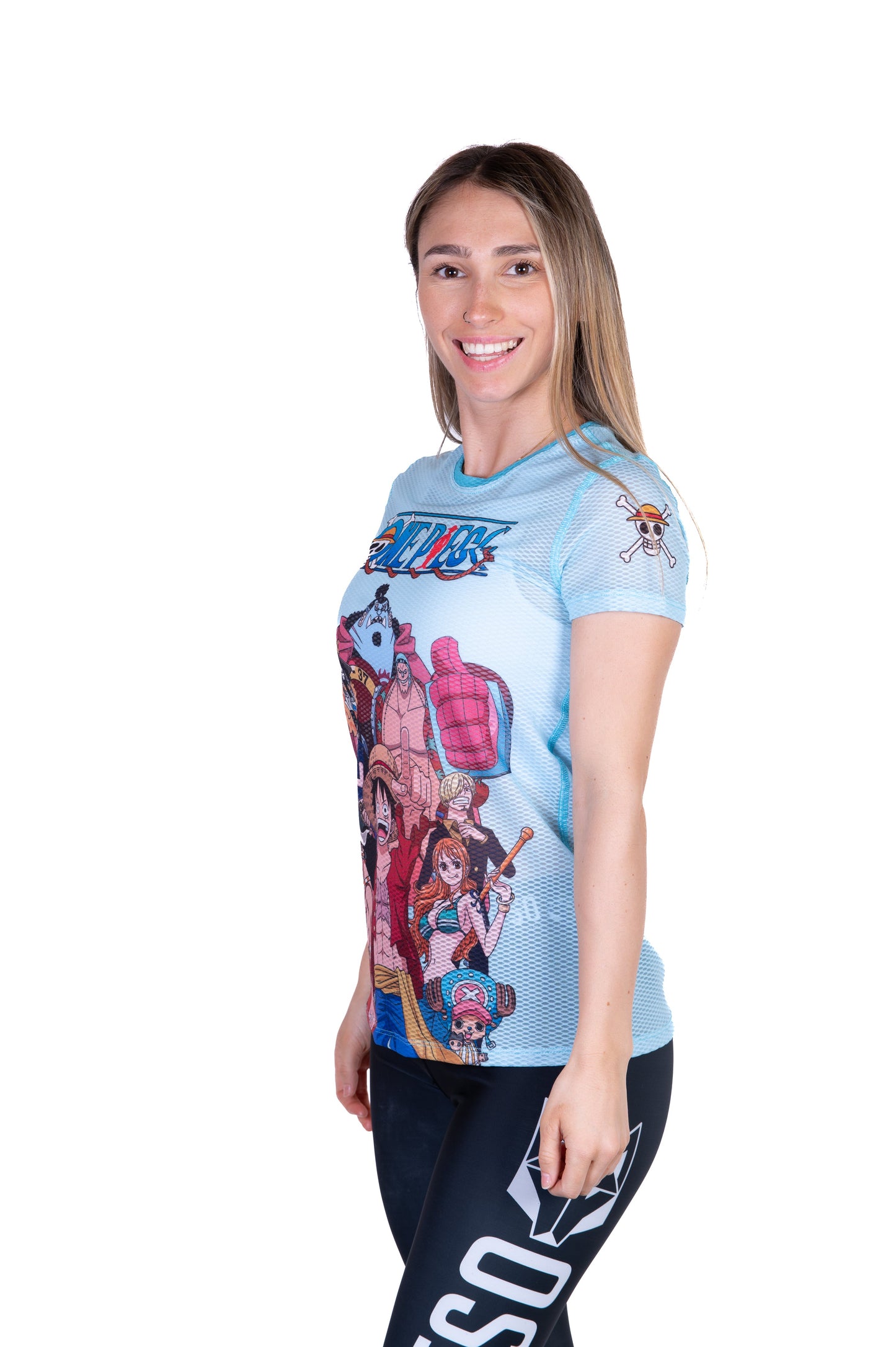 T-Shirt Femme manches courtes - One piece fishman straw hat crew turquoise