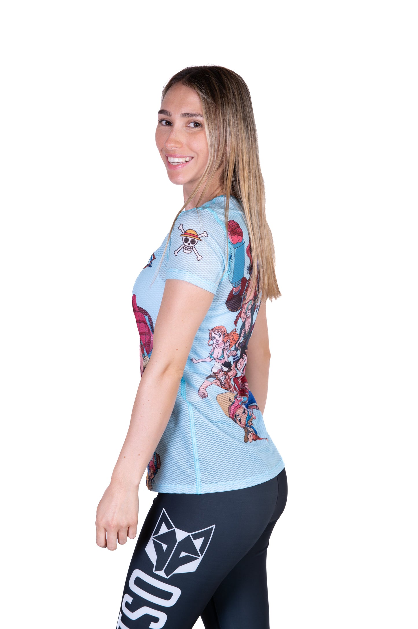 T-Shirt Femme manches courtes - One piece fishman straw hat crew turquoise