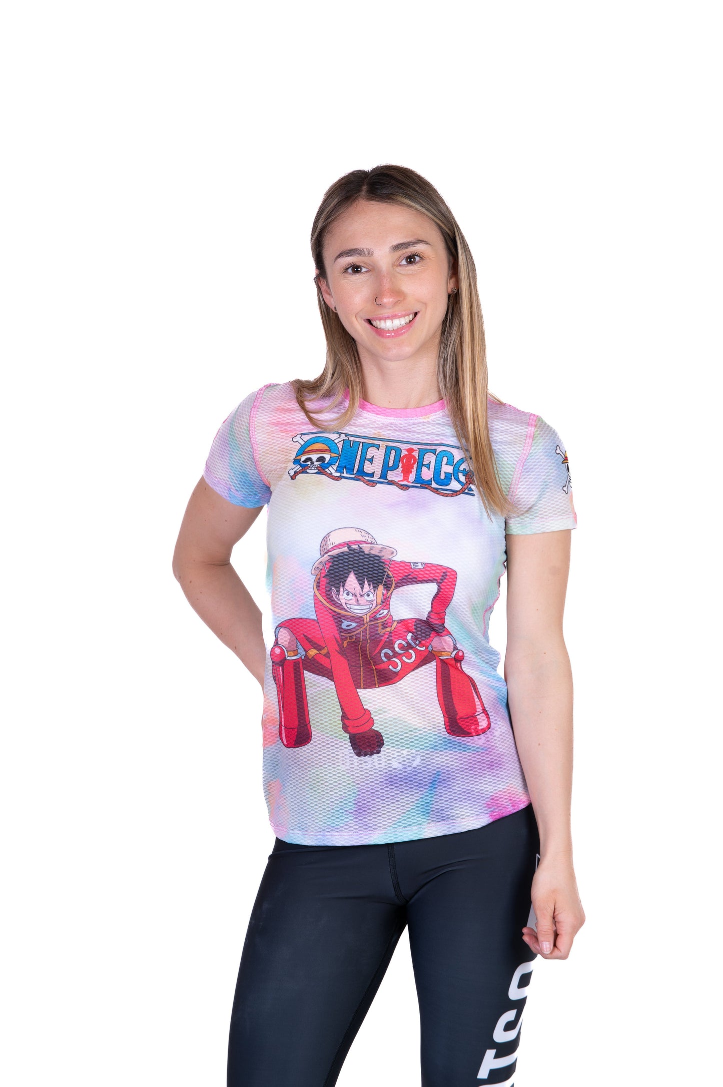 T-Shirt Femme manches courtes - One piece egghead luffy and the crew pink