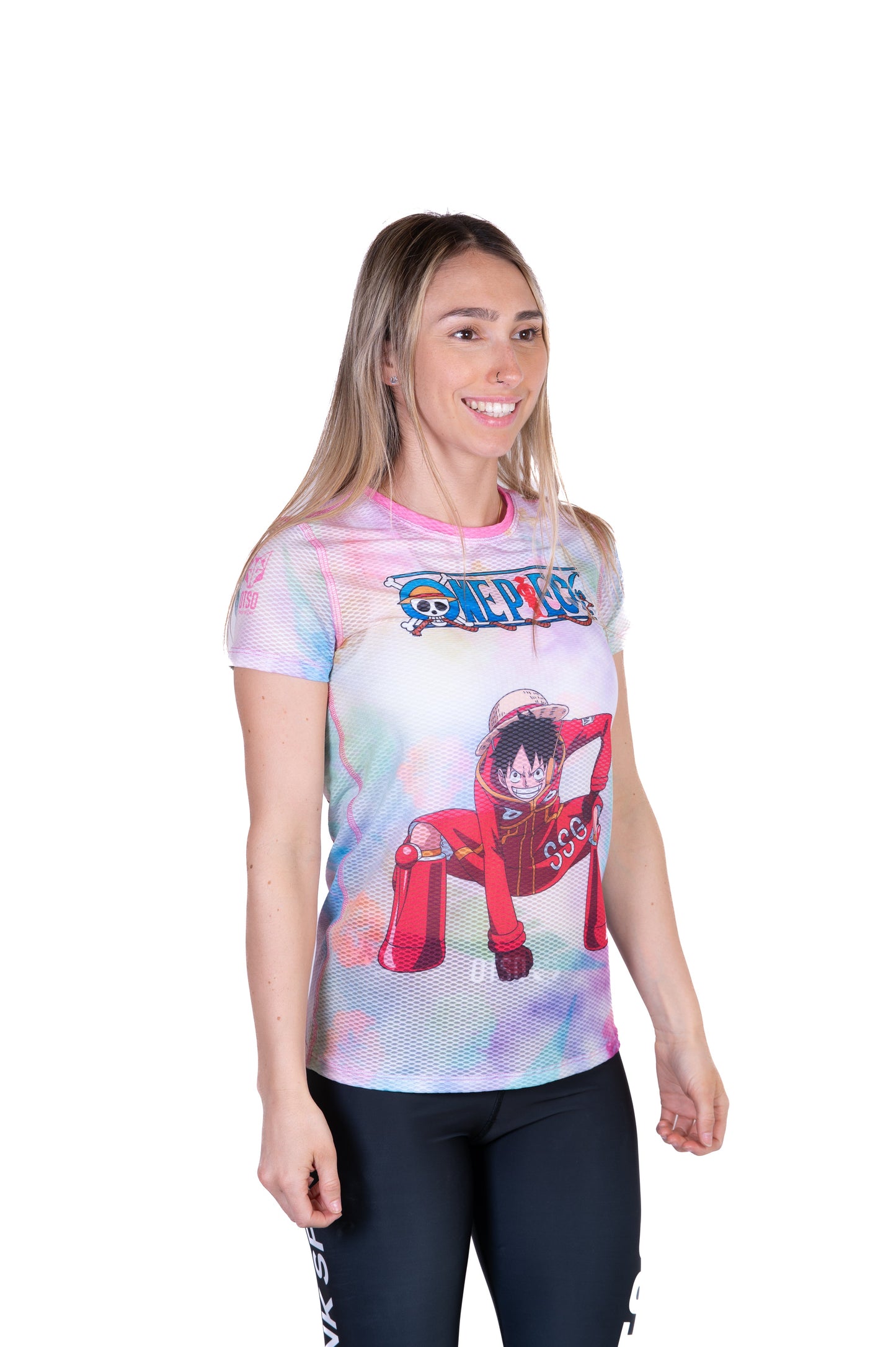 T-Shirt Femme manches courtes - One piece egghead luffy and the crew pink