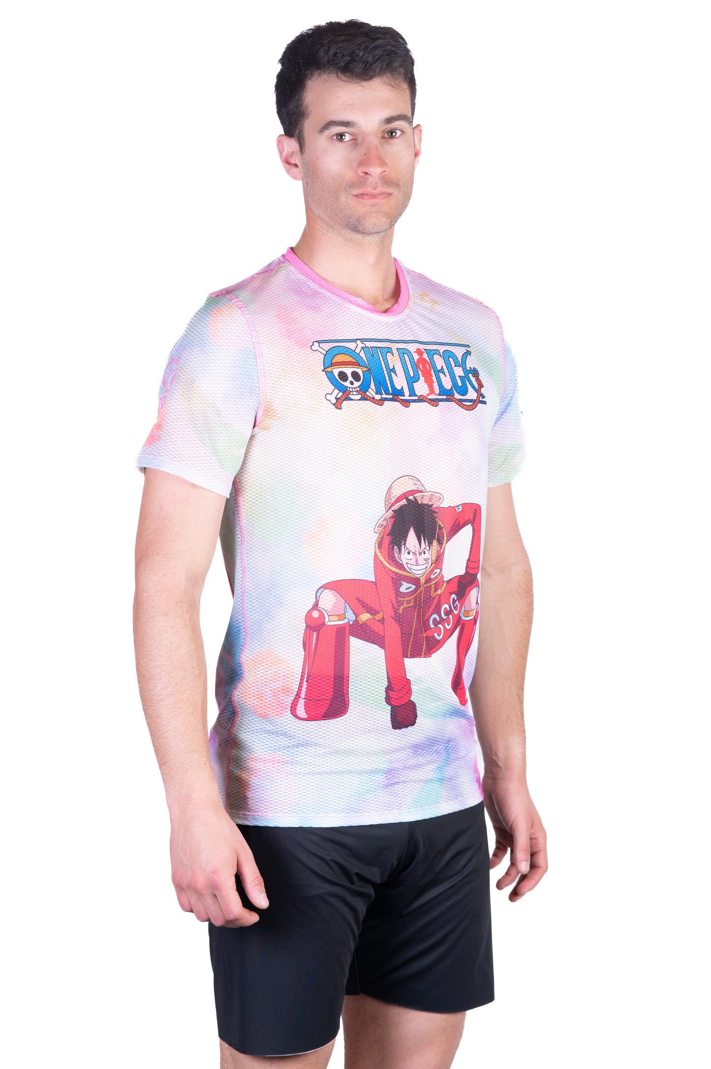 T-Shirt Homme manches courtes - One piece egghead luffy and the crew pink