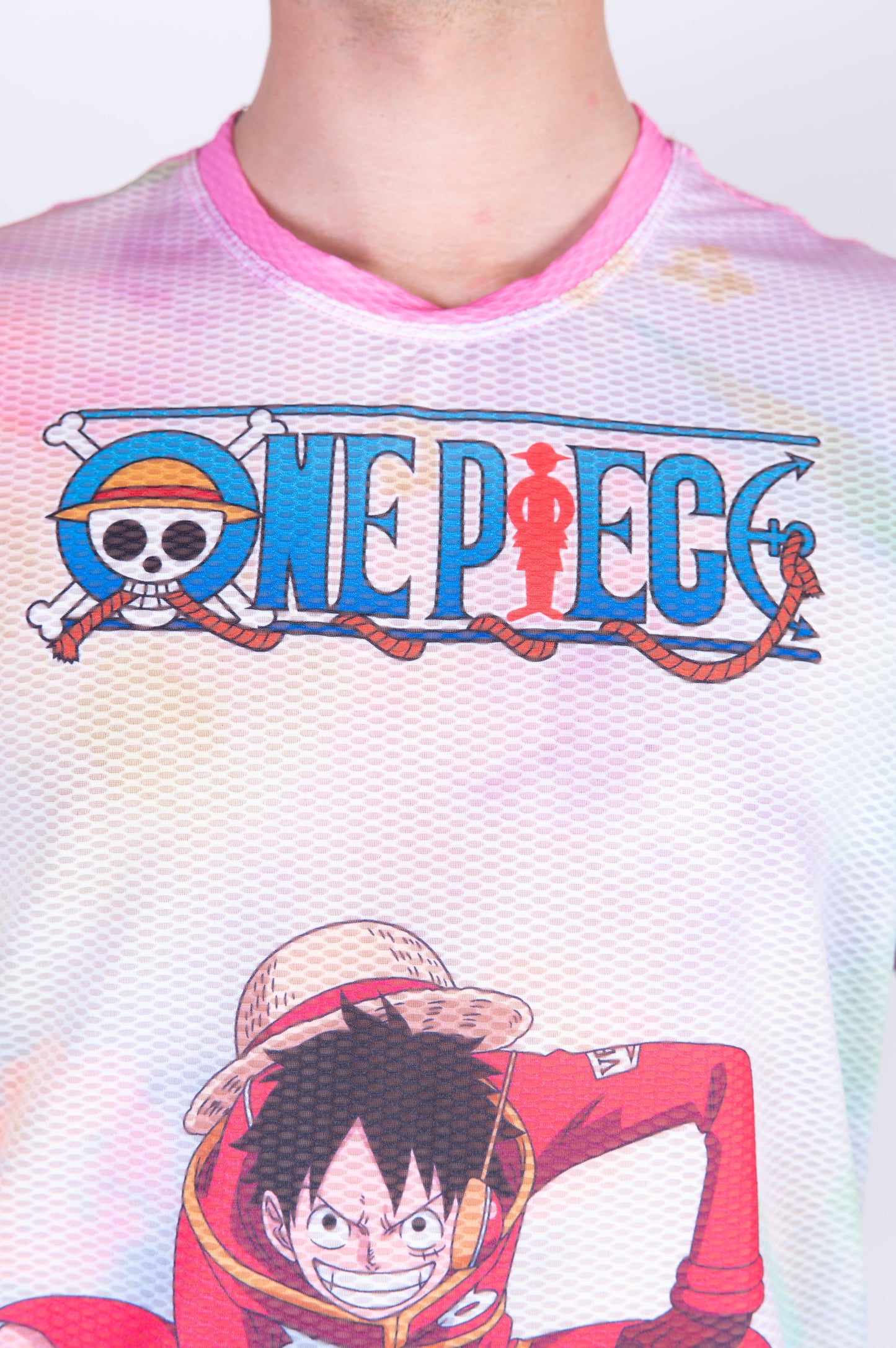 T-Shirt Homme manches courtes - One piece egghead luffy and the crew pink