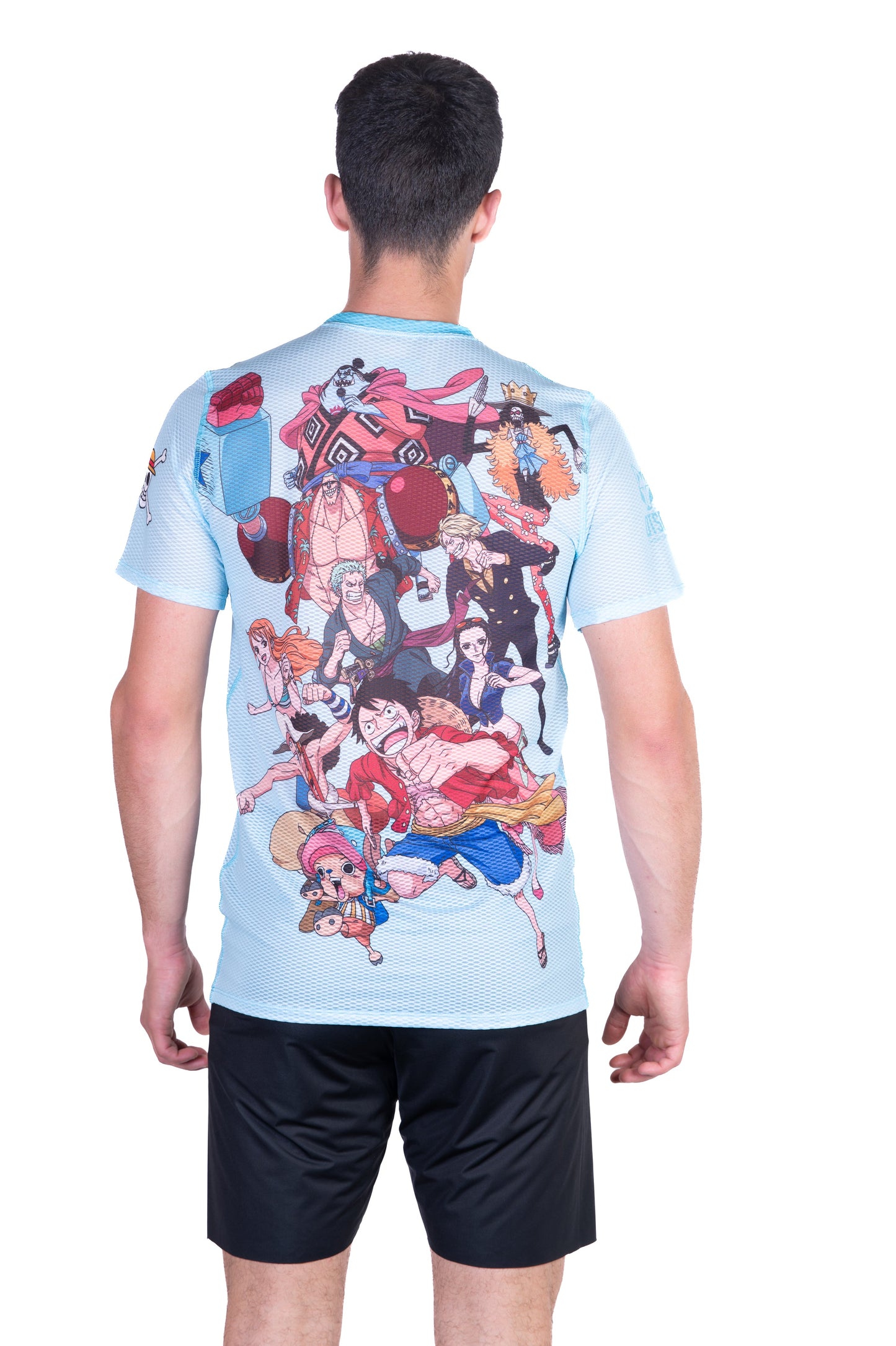 Herren-T-Shirt mit kurzen Ärmeln - One Piece Fischermann Strohhut Crew Türkis