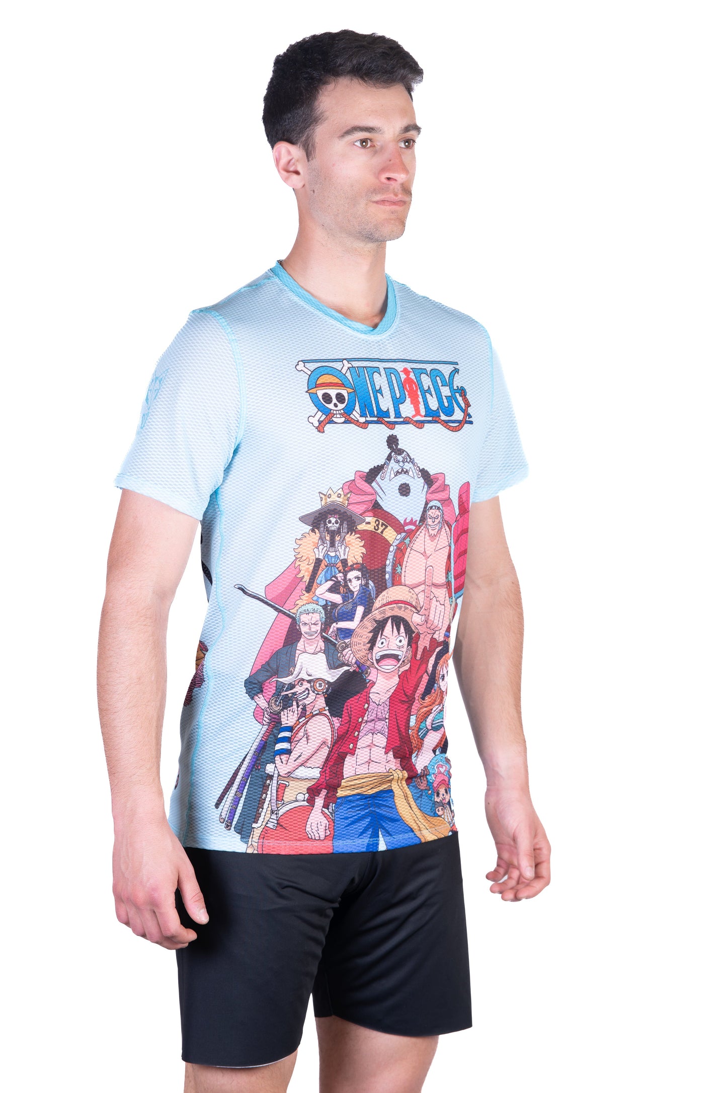 Herren-T-Shirt mit kurzen Ärmeln - One Piece Fischermann Strohhut Crew Türkis