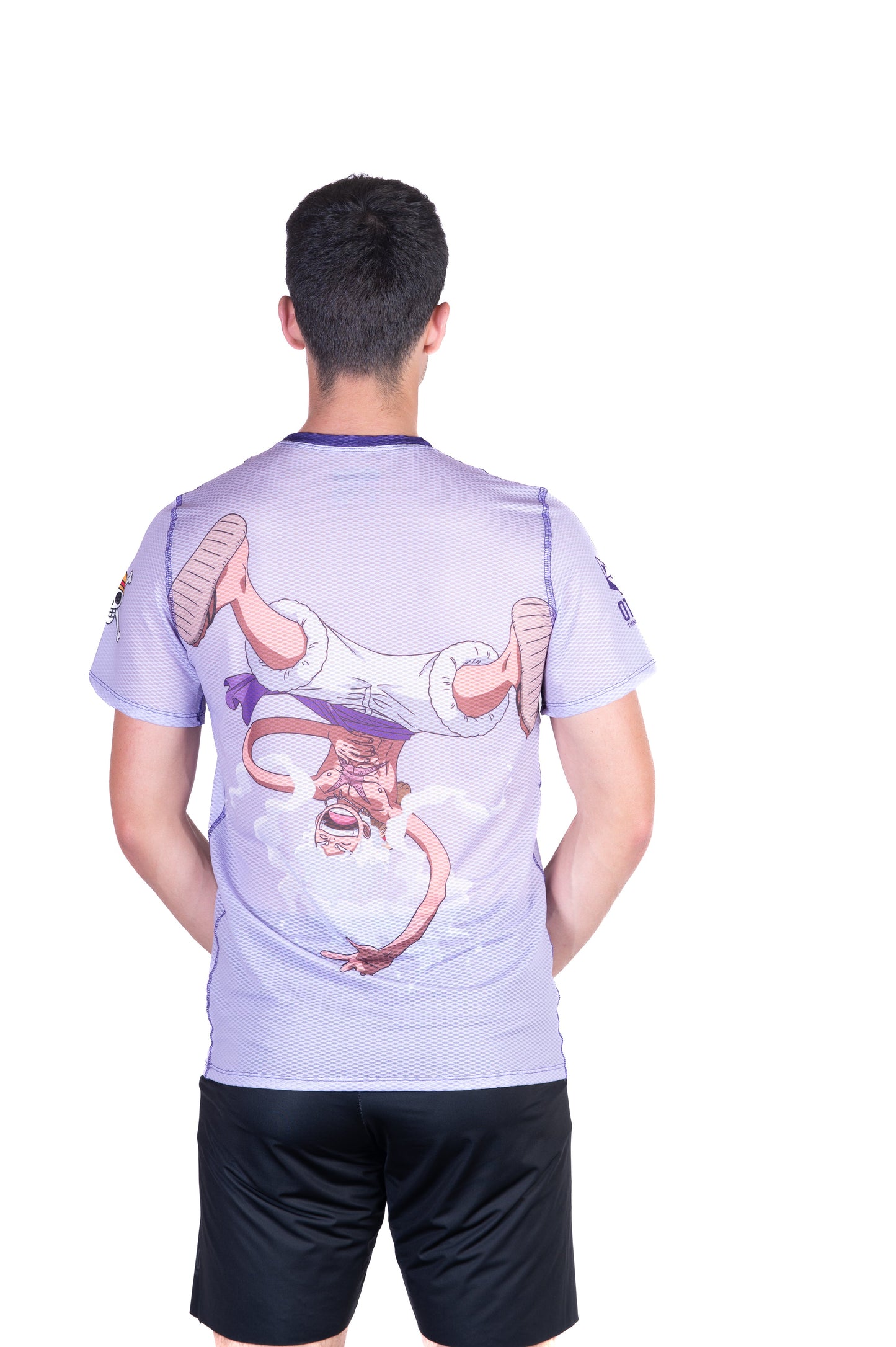 Herren-T-Shirt mit kurzen Ärmeln - One Piece Ei-Kopf Luffy Gear5 Lila