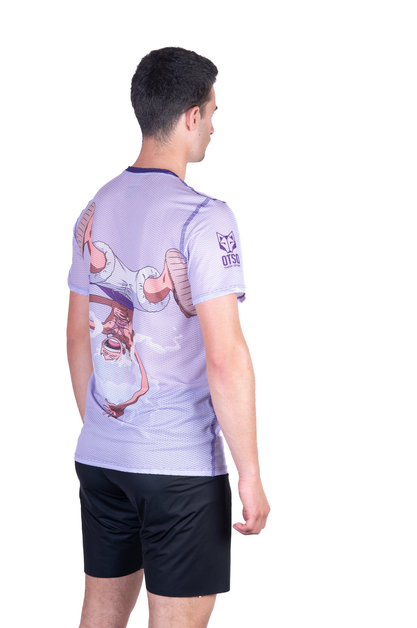 Herren-T-Shirt mit kurzen Ärmeln - One Piece Ei-Kopf Luffy Gear5 Lila