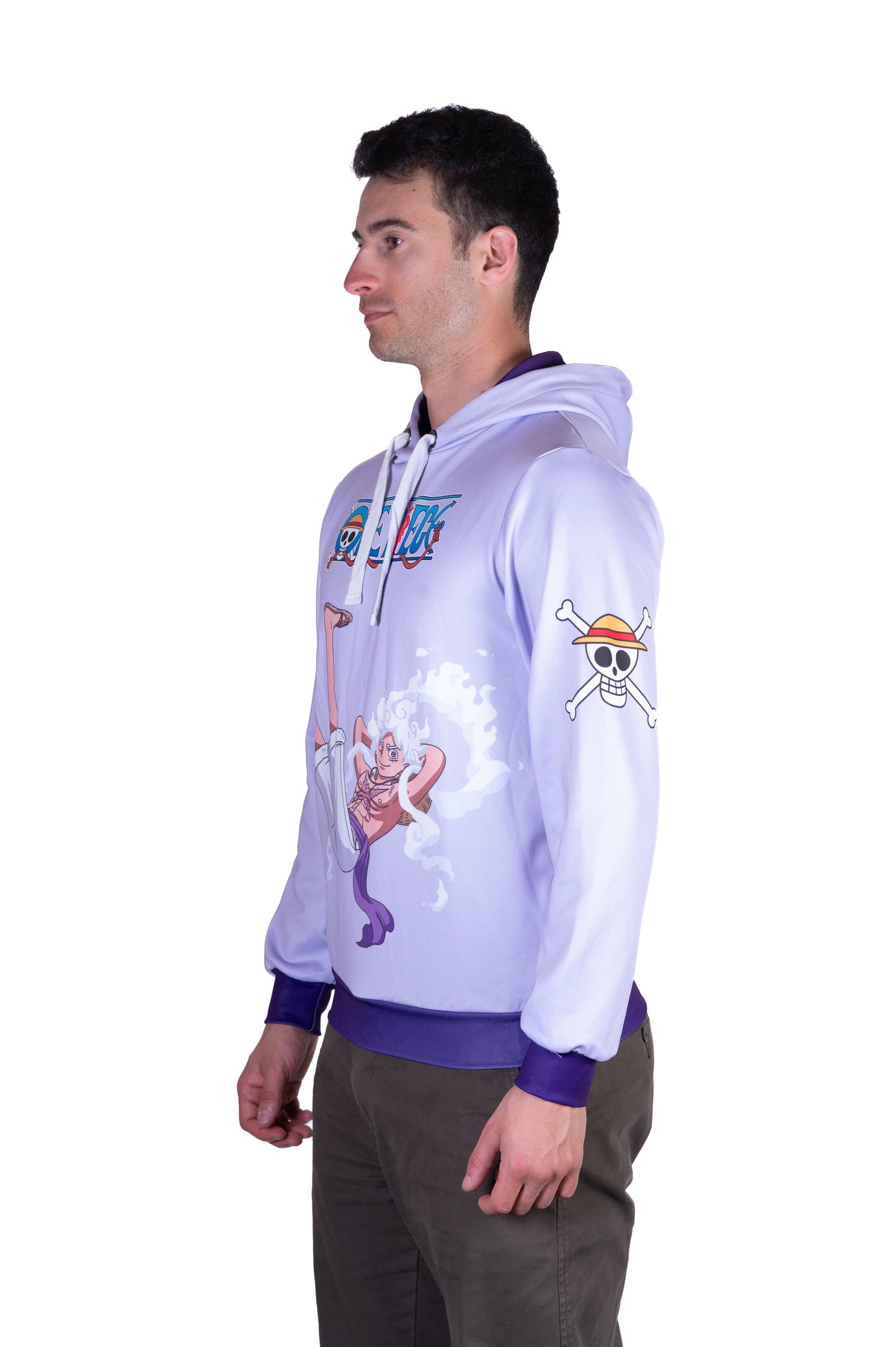Felpa con cappuccio - One piece cappello di paglia Luffy gear5 viola