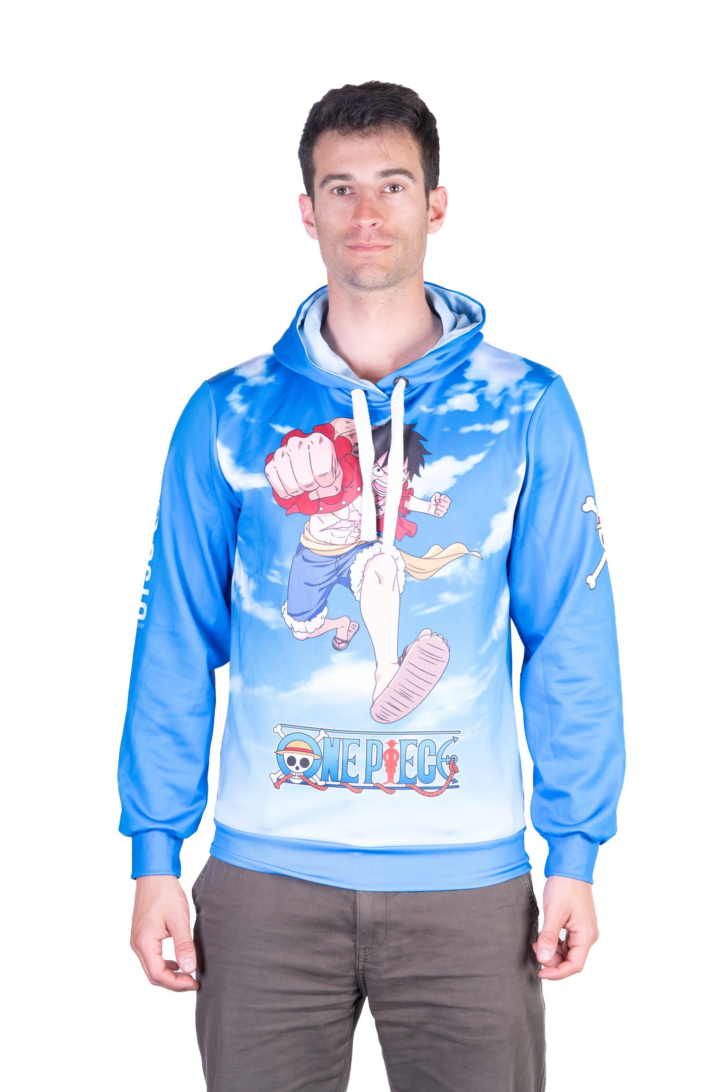 Hooded sweatshirt - One-piece Fishman Luffy and the crew blue