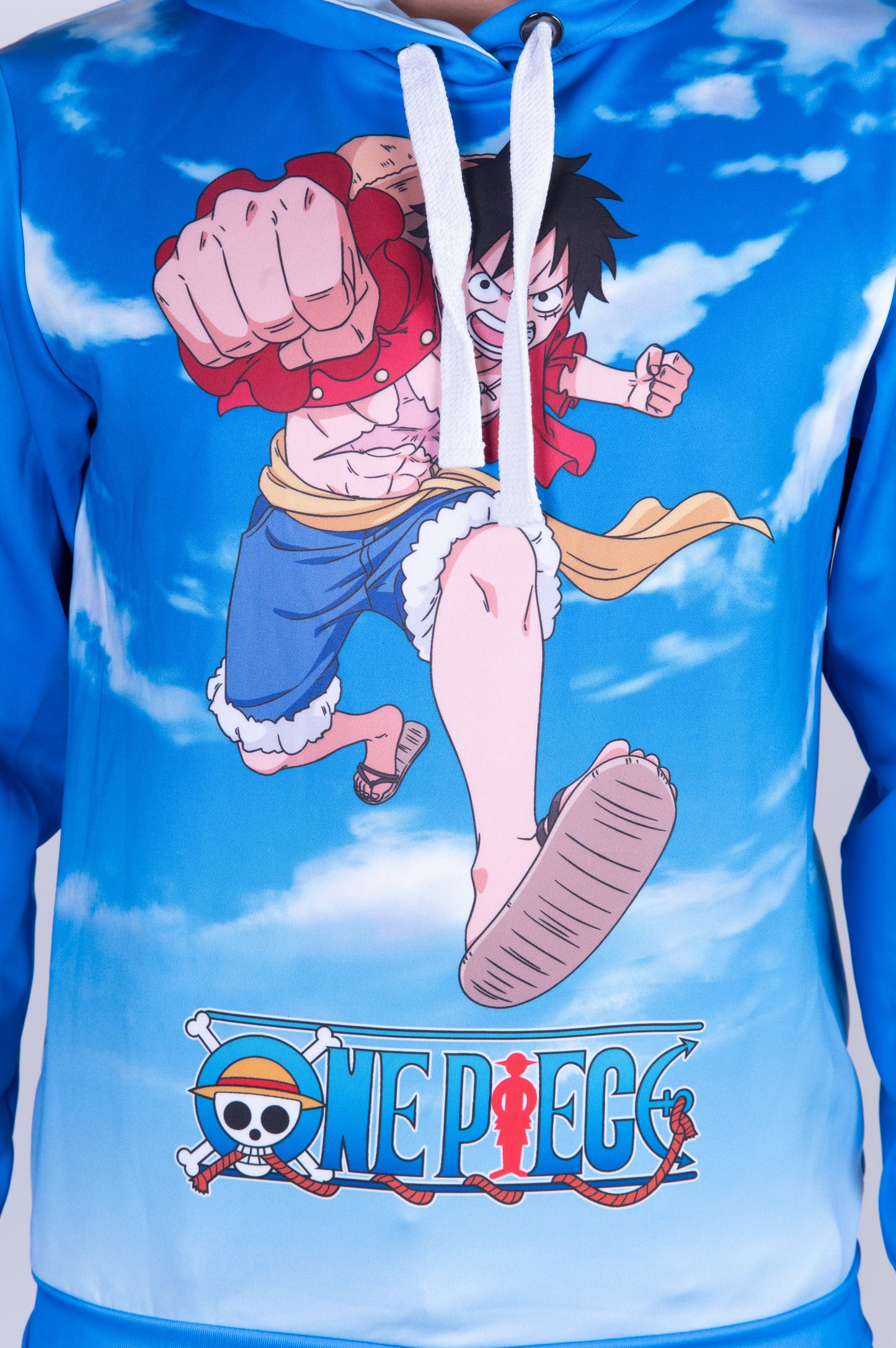 Hooded sweatshirt - One-piece Fishman Luffy and the crew blue