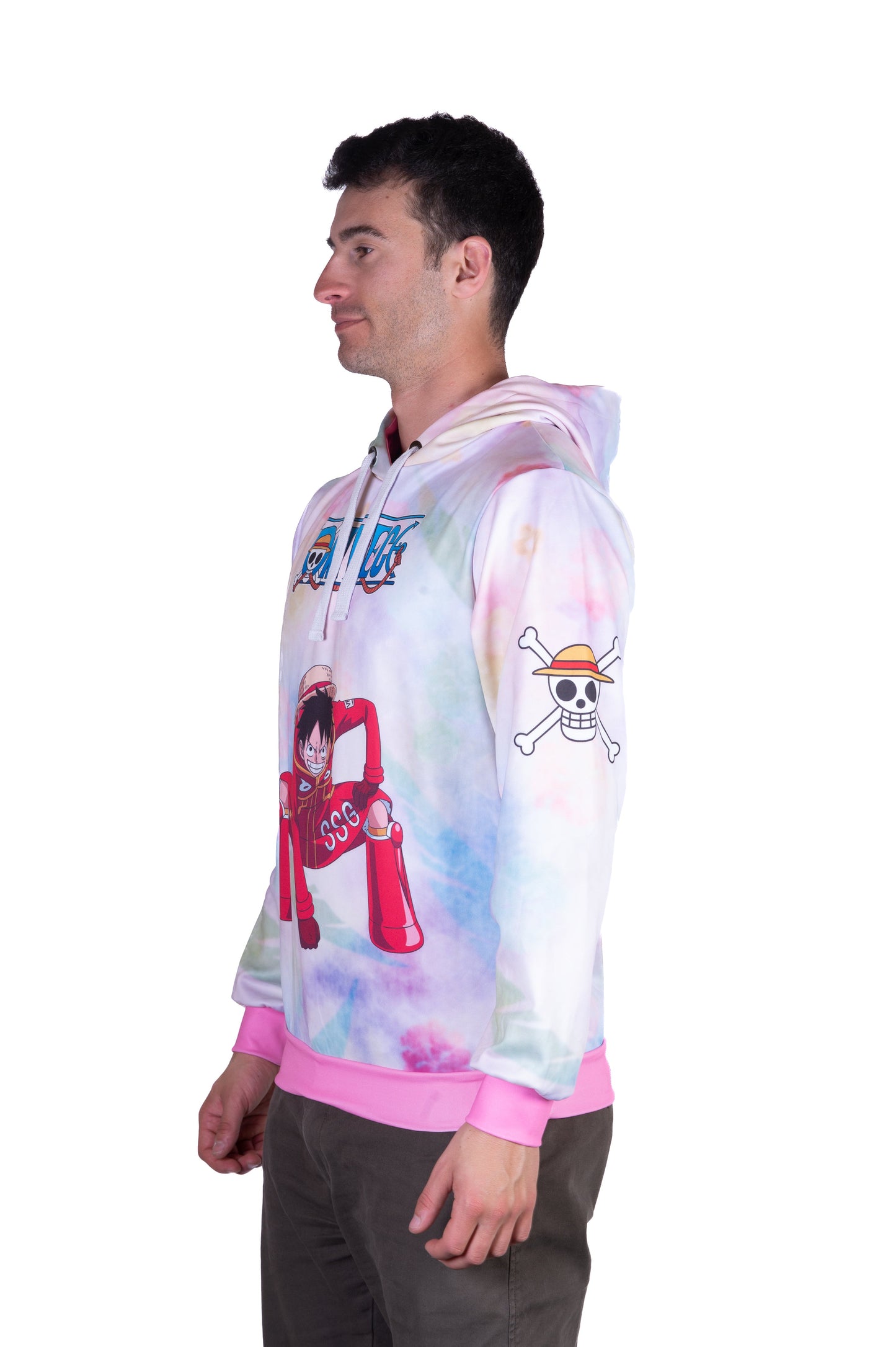 Felpa con cappuccio - One piece cappello di paglia Luffy e la ciurma rosa