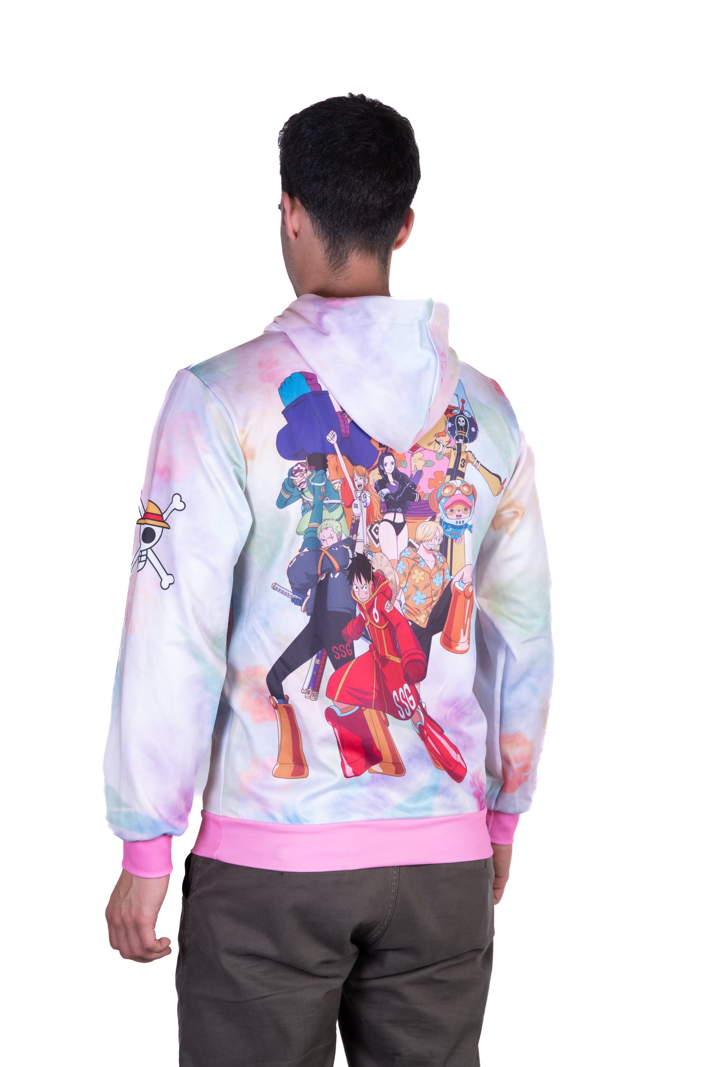 Felpa con cappuccio - One piece cappello di paglia Luffy e la ciurma rosa