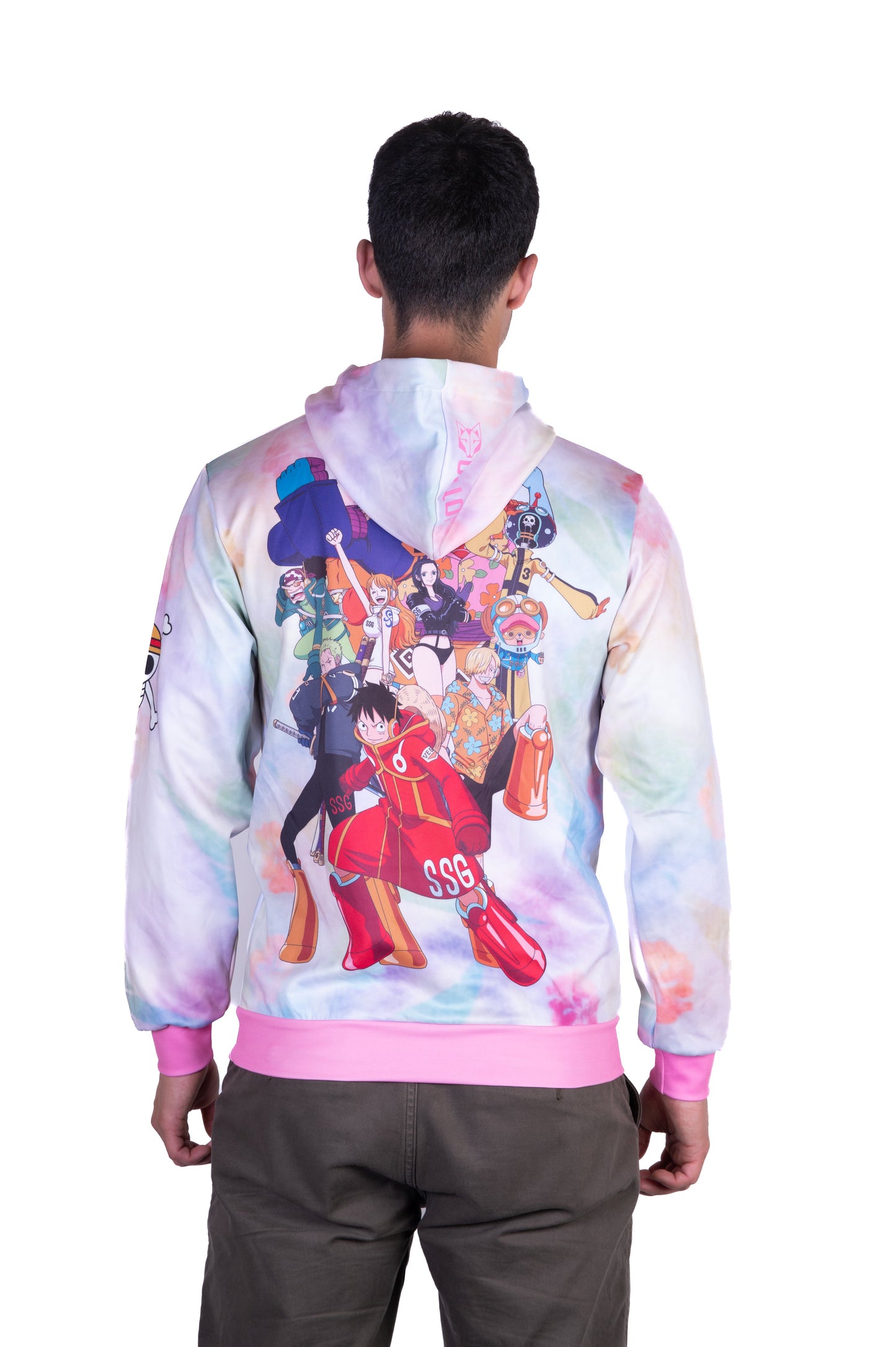 Felpa con cappuccio - One piece cappello di paglia Luffy e la ciurma rosa