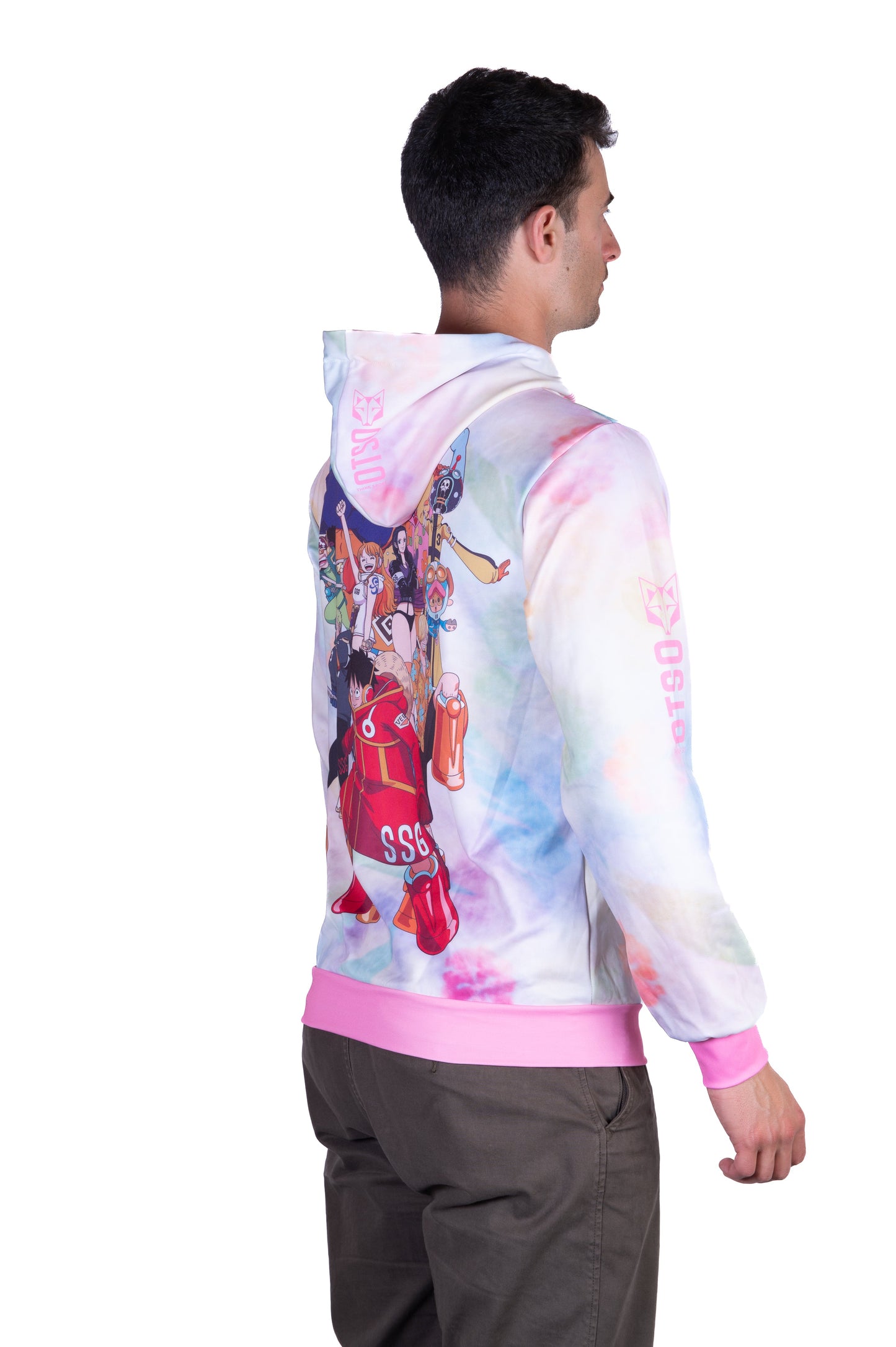 Felpa con cappuccio - One piece cappello di paglia Luffy e la ciurma rosa