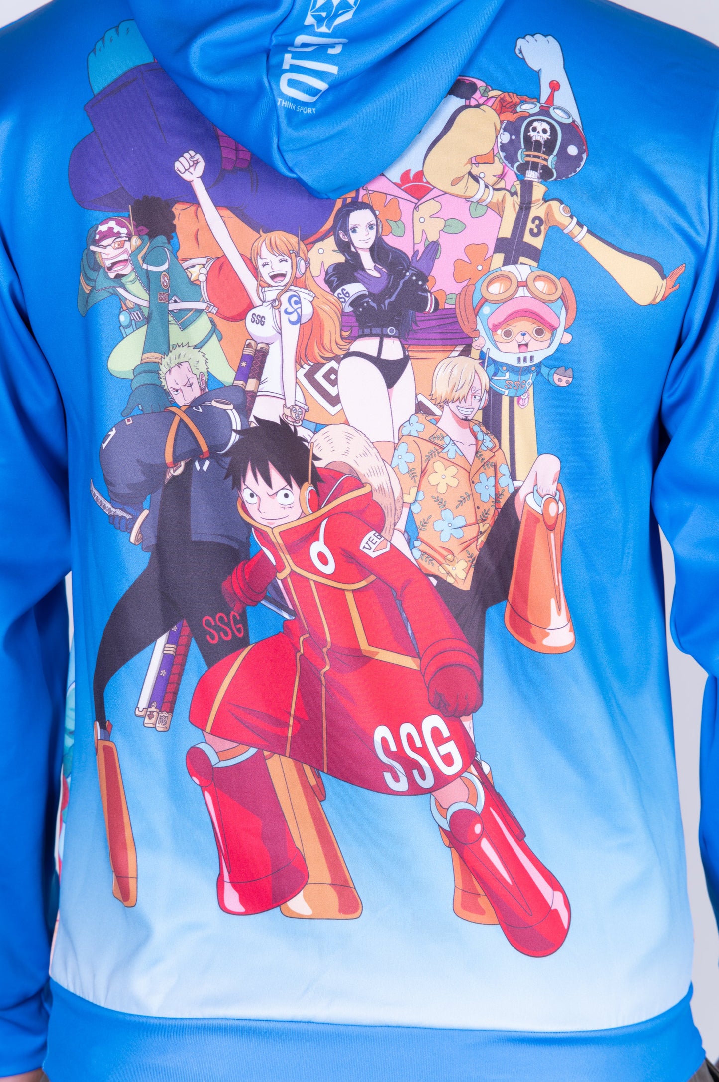 Sweatshirt mit Kapuze - Einteiler Eierkopf Luffy Strohhut Mannschaft Blau