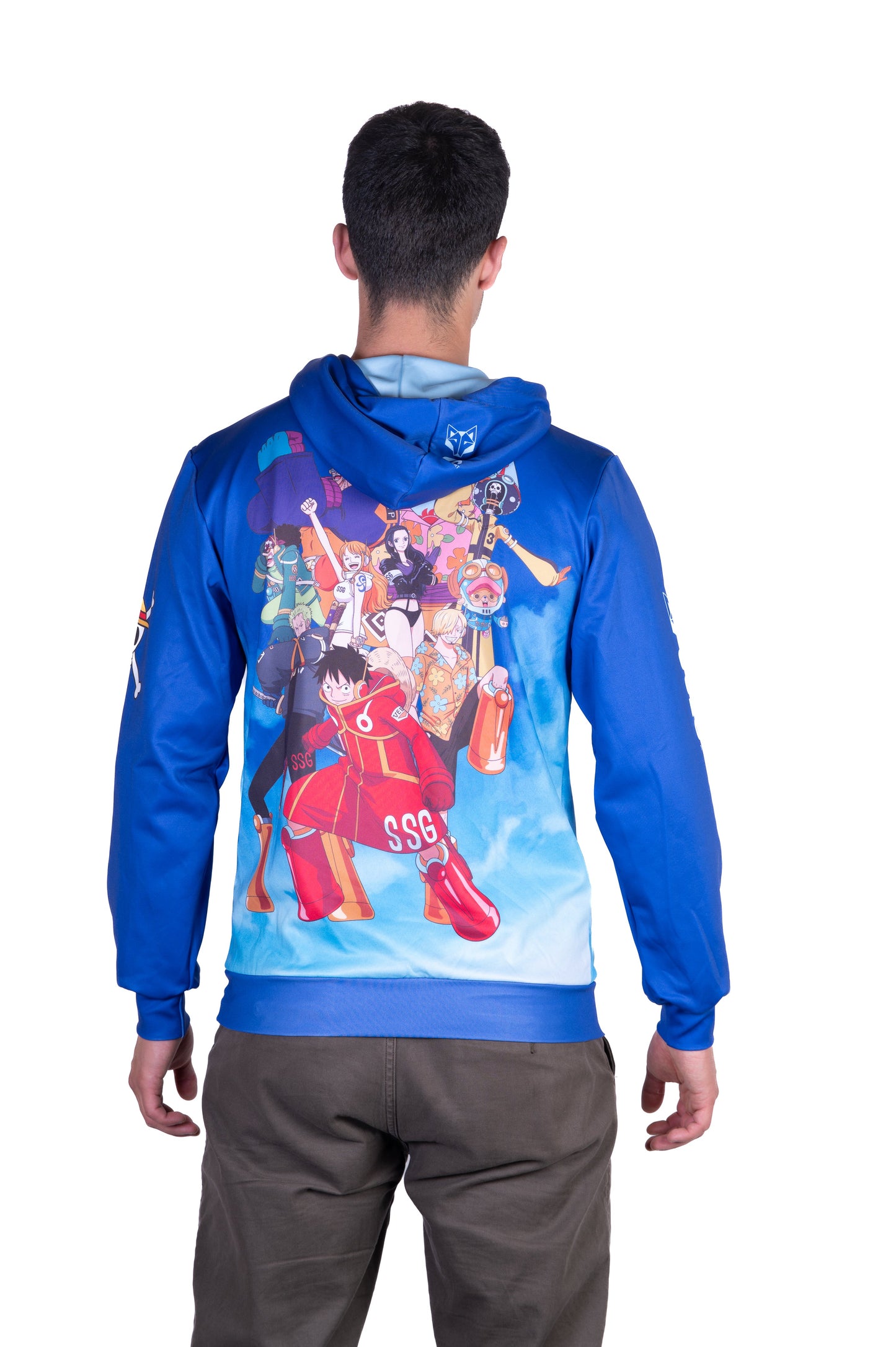 Kapuzenshirt - Einteiler Egghead Luffy und die Mannschaft Blau