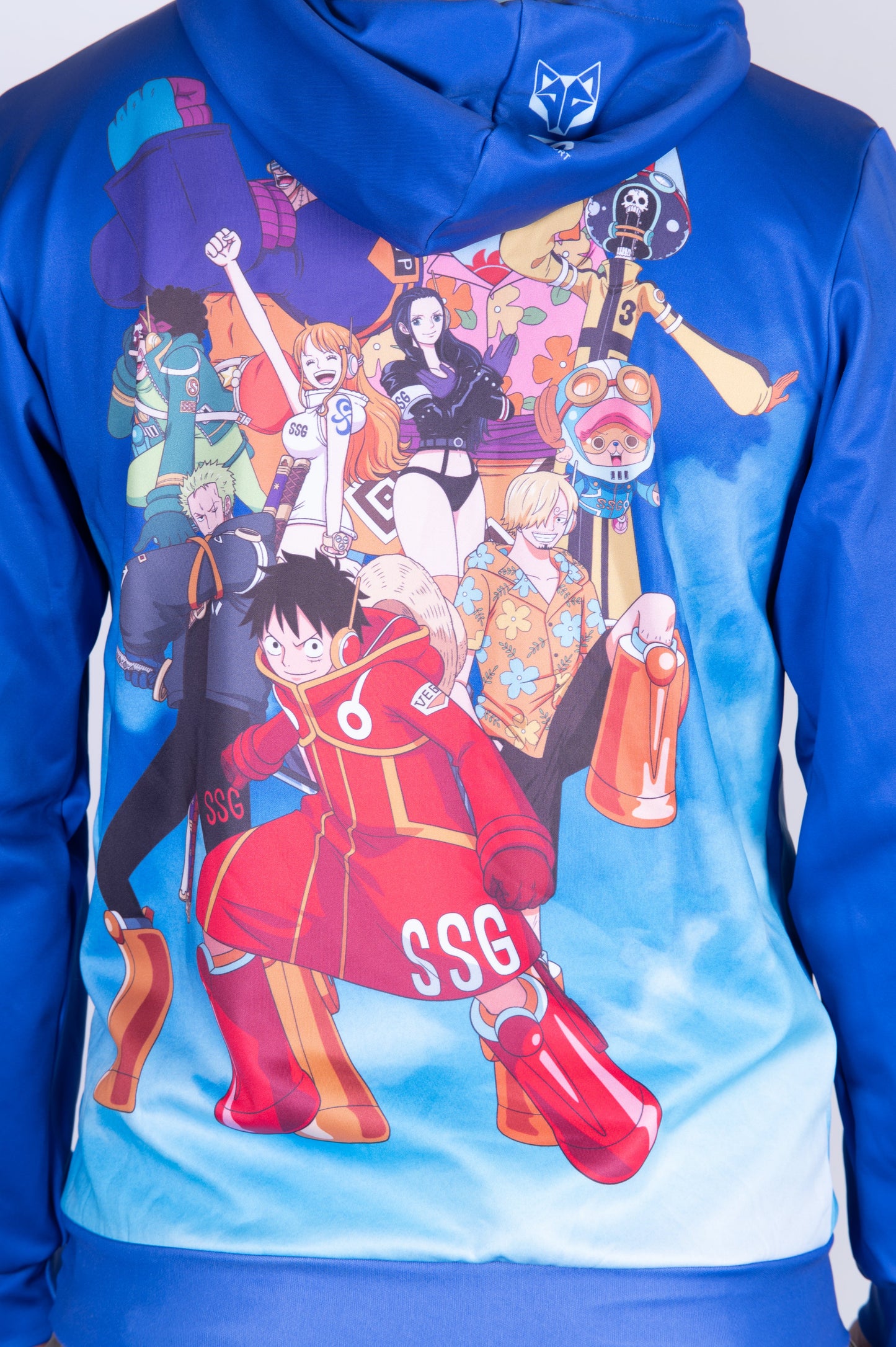 Kapuzenshirt - Einteiler Egghead Luffy und die Mannschaft Blau