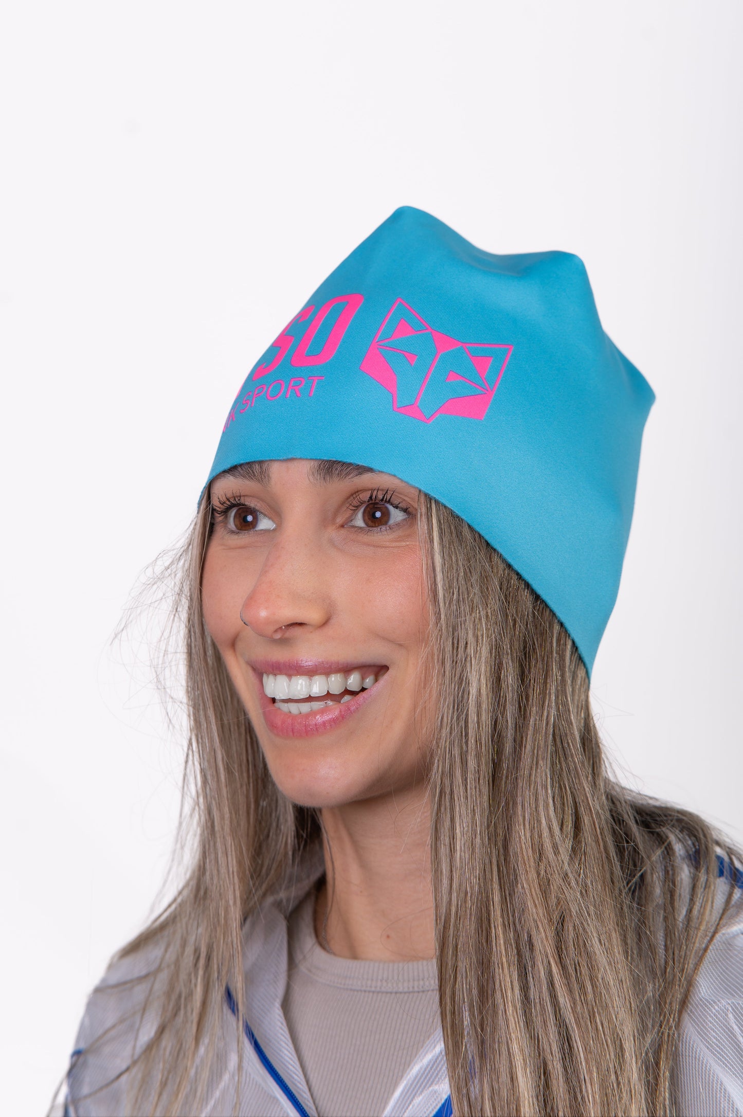 Cuffia - Azzurro Chiaro e Rosa Fluorescente