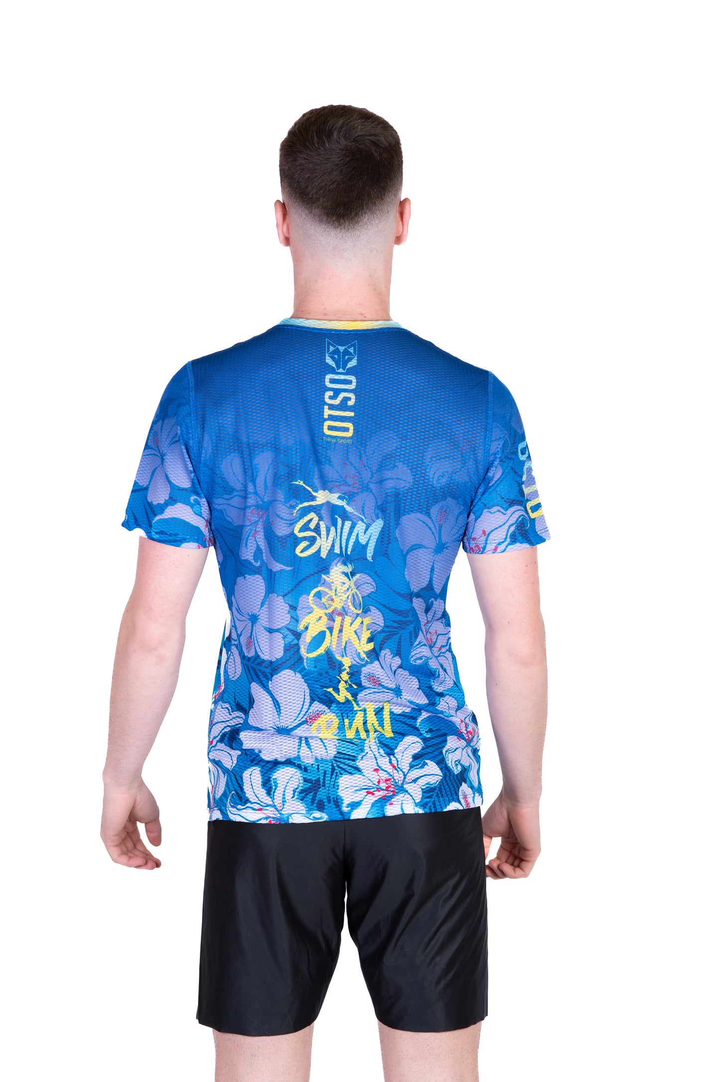 Herren-T-Shirt mit kurzen Ärmeln - Schwimmen Radfahren Laufen Blume