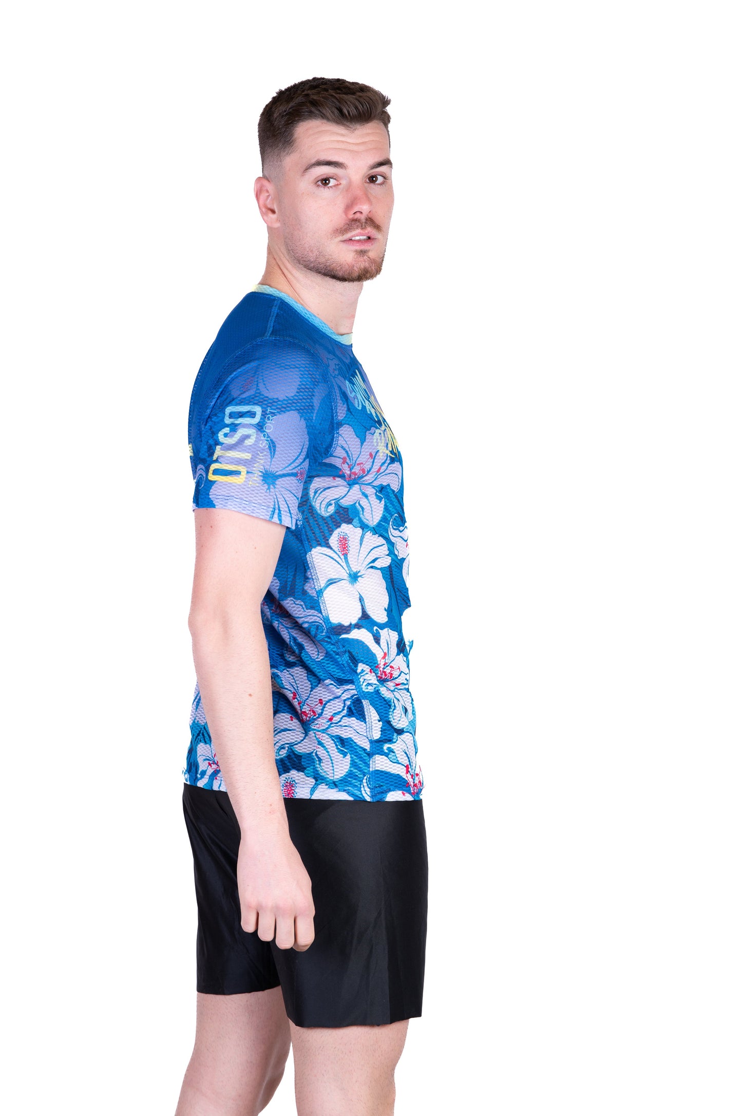 Herren-T-Shirt mit kurzen Ärmeln - Schwimmen Radfahren Laufen Blume