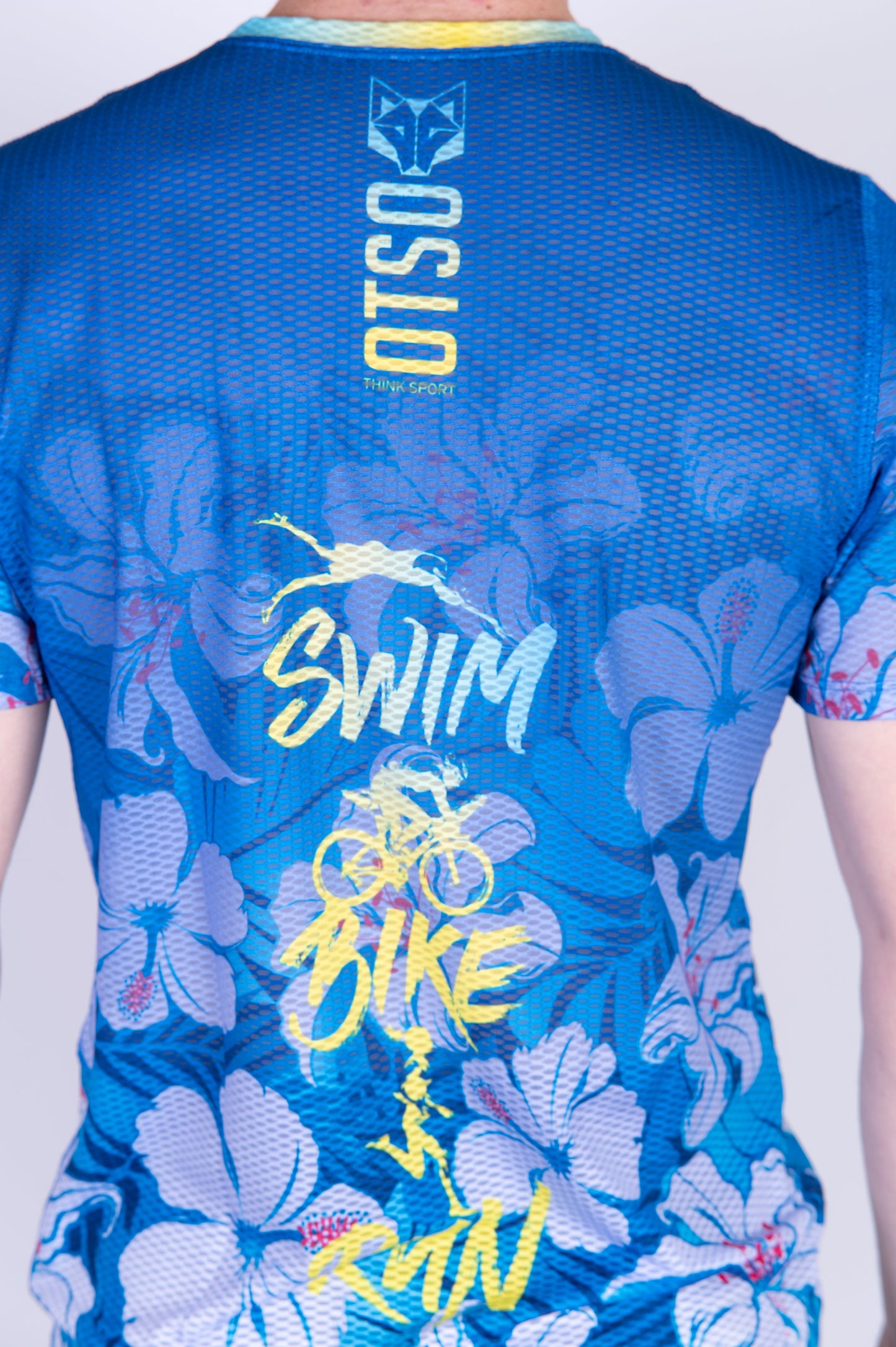 Herren-T-Shirt mit kurzen Ärmeln - Schwimmen Radfahren Laufen Blume