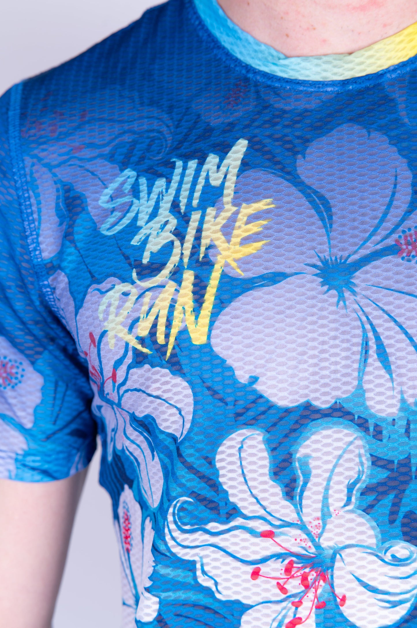 Herren-T-Shirt mit kurzen Ärmeln - Schwimmen Radfahren Laufen Blume