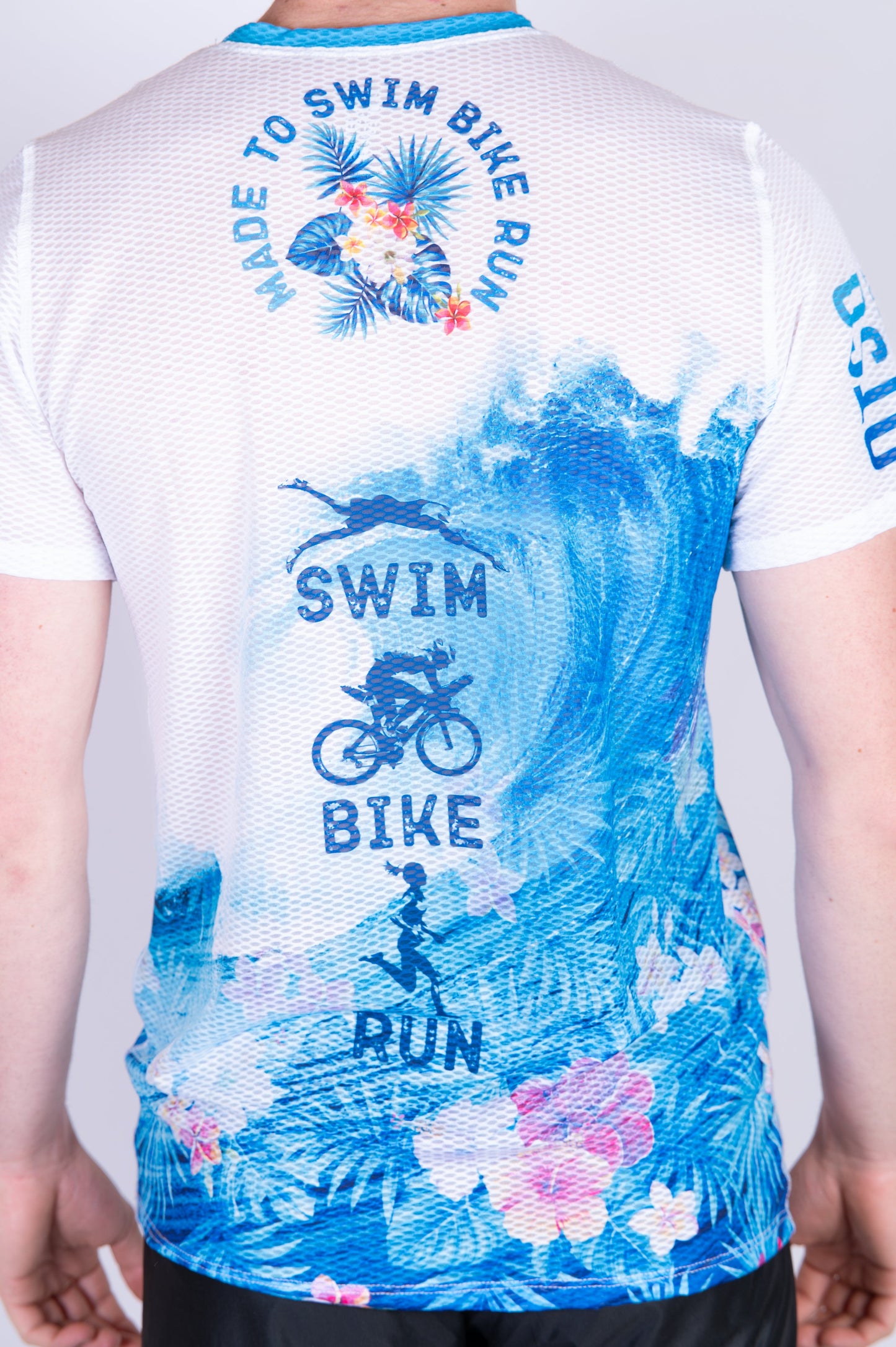 Herren-T-Shirt mit kurzen Ärmeln - Schwimmen Radfahren Laufen Welle