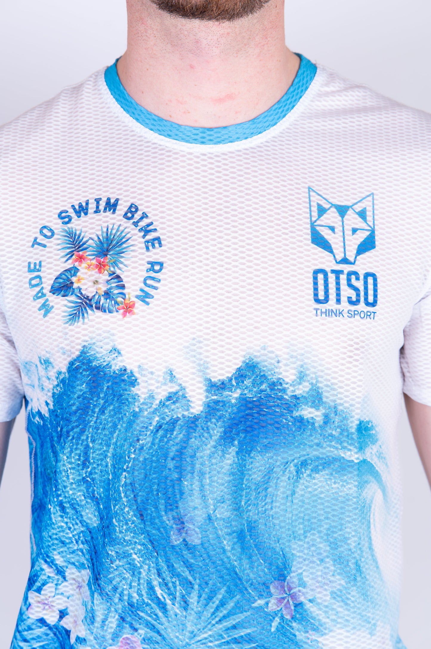 Herren-T-Shirt mit kurzen Ärmeln - Schwimmen Radfahren Laufen Welle