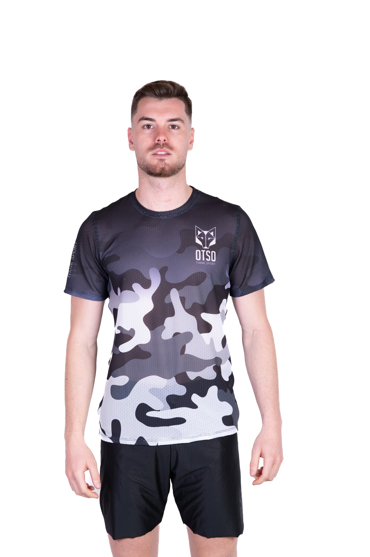 Men's short-sleeve shirt - Grey camouflage