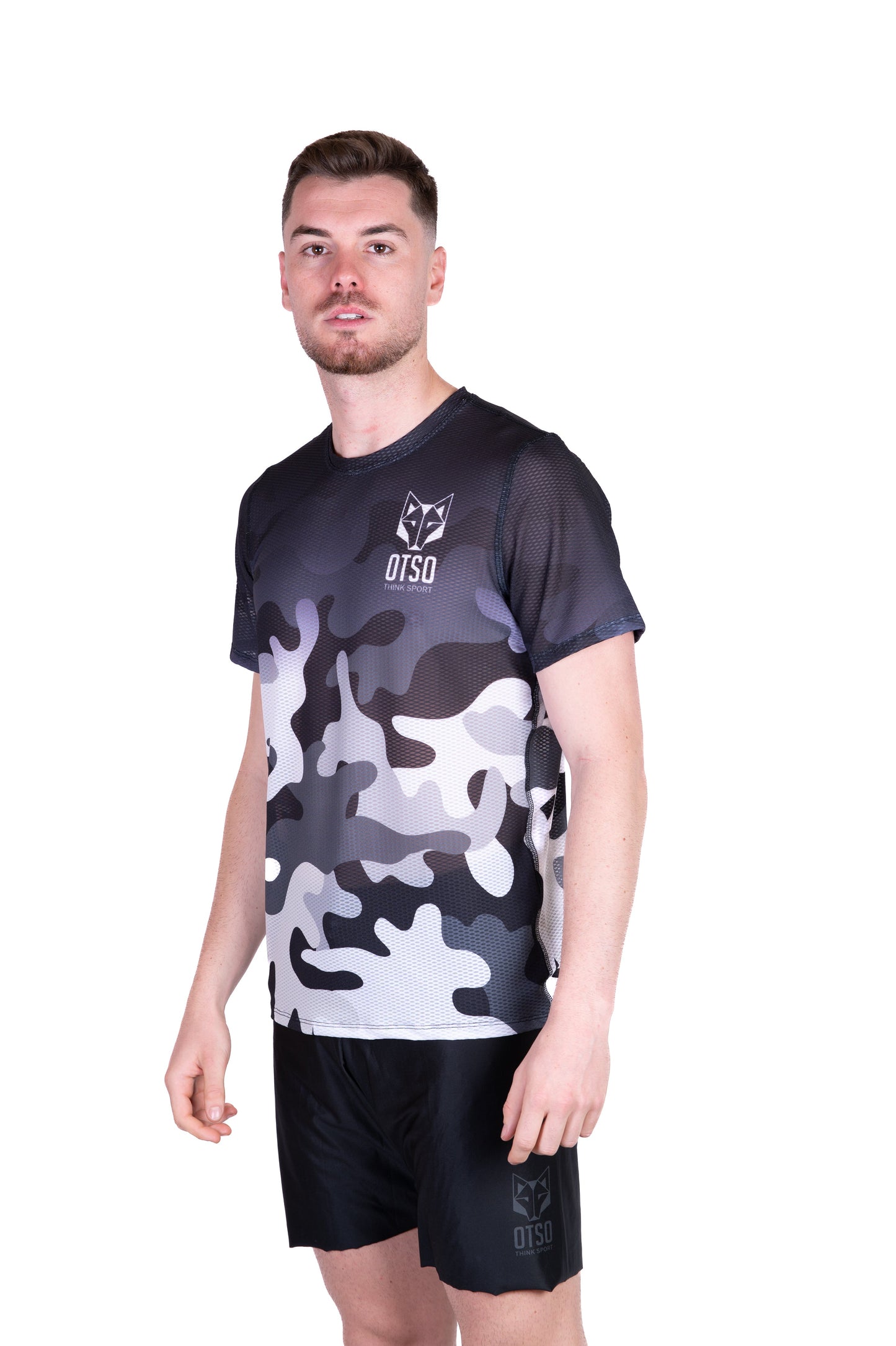 Men's short-sleeve shirt - Grey camouflage