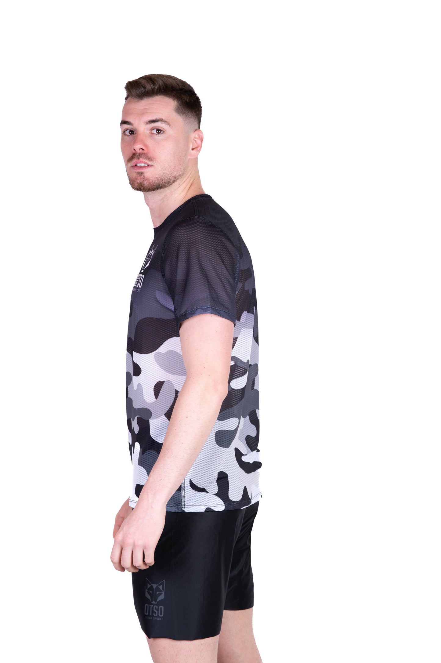 Men's short-sleeve shirt - Grey camouflage