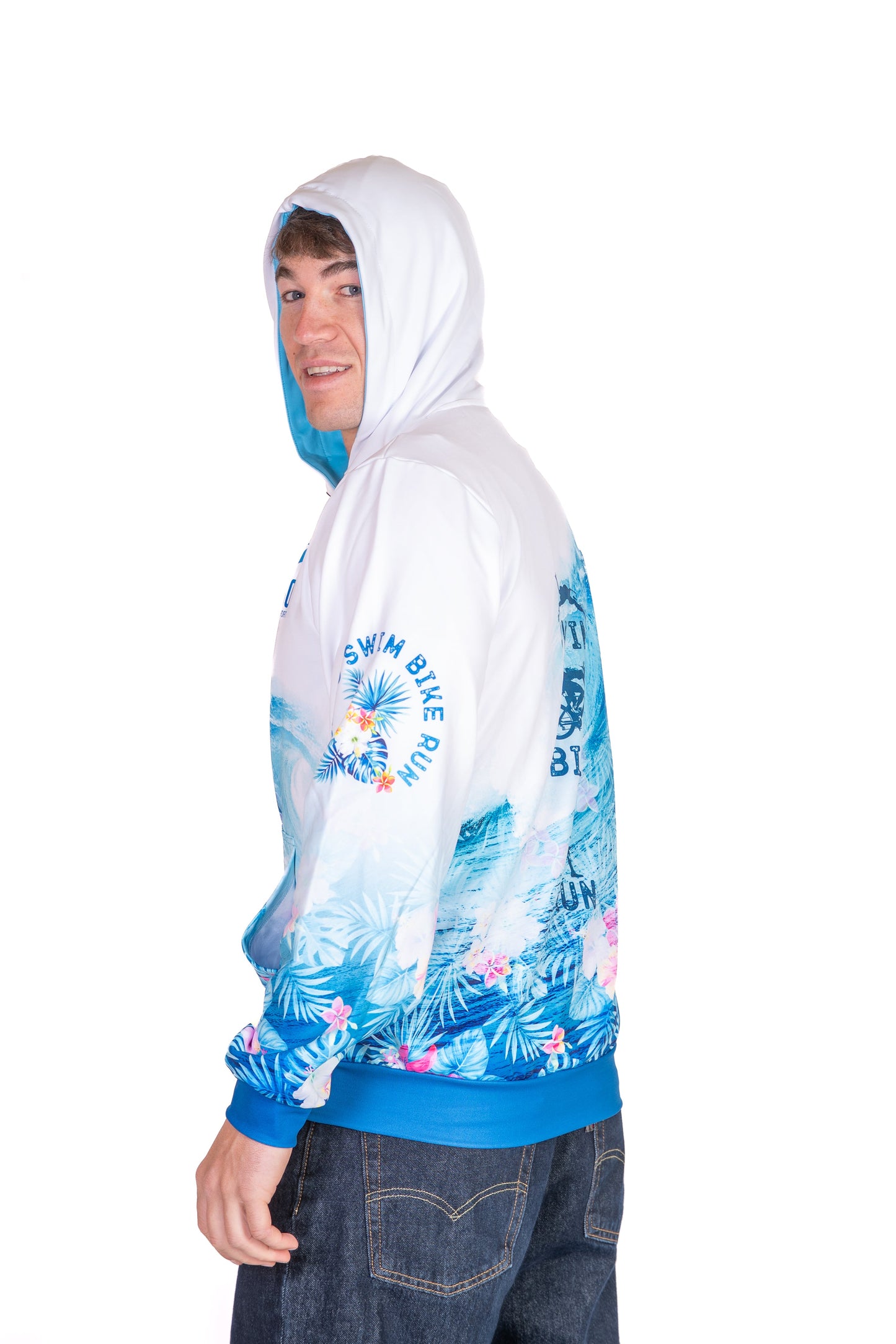 Kapuzenshirt - Schwimmen Radfahren Laufen Welle
