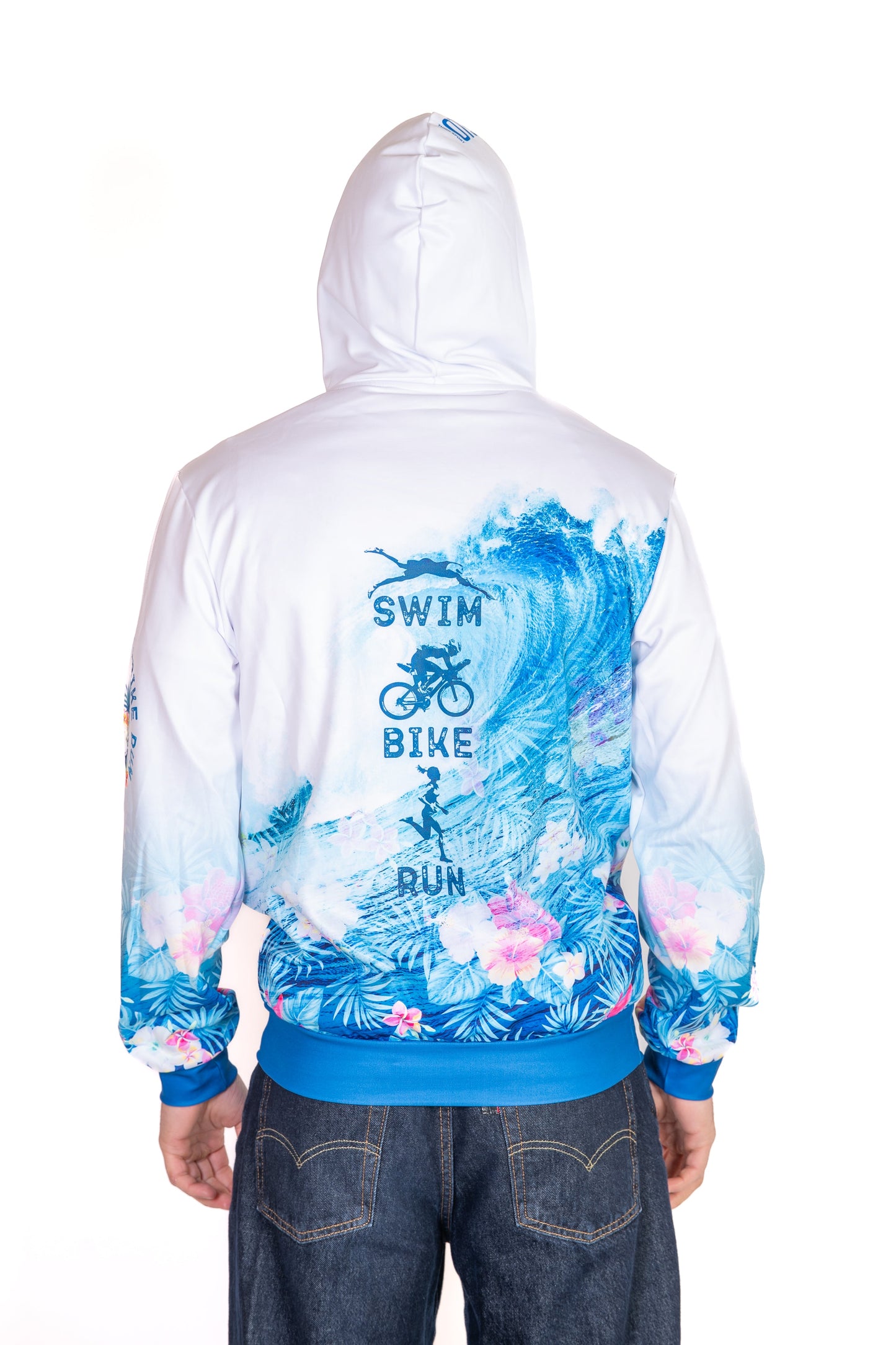 Kapuzenshirt - Schwimmen Radfahren Laufen Welle