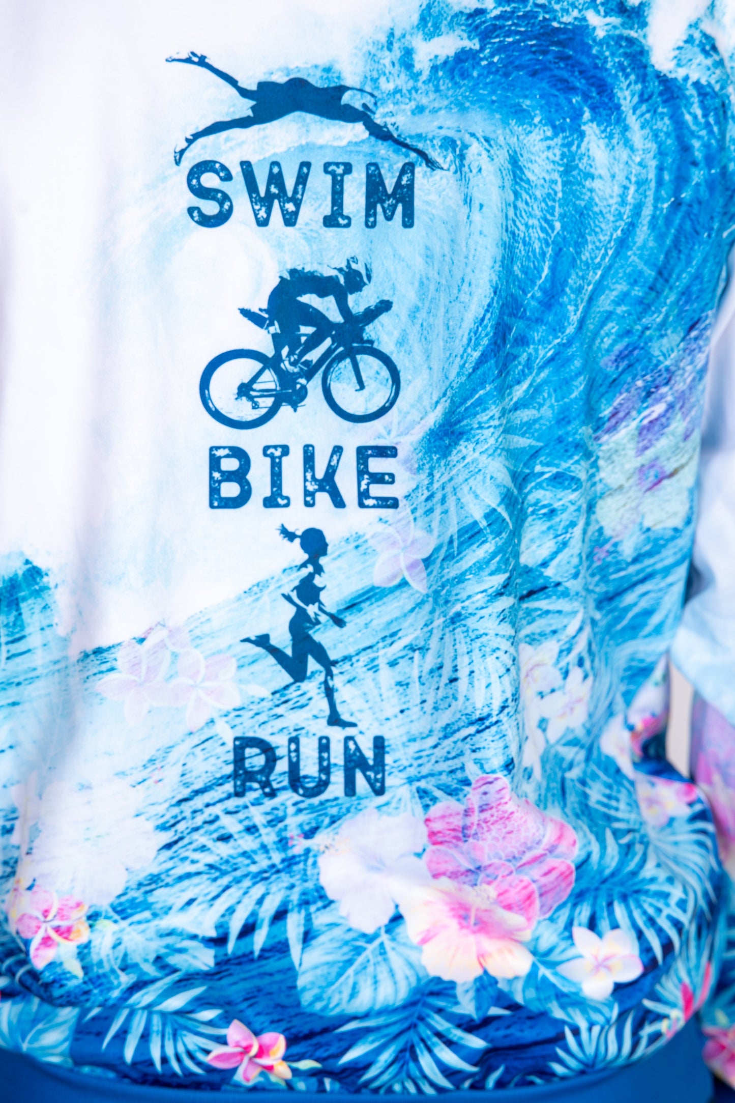 Kapuzenshirt - Schwimmen Radfahren Laufen Welle