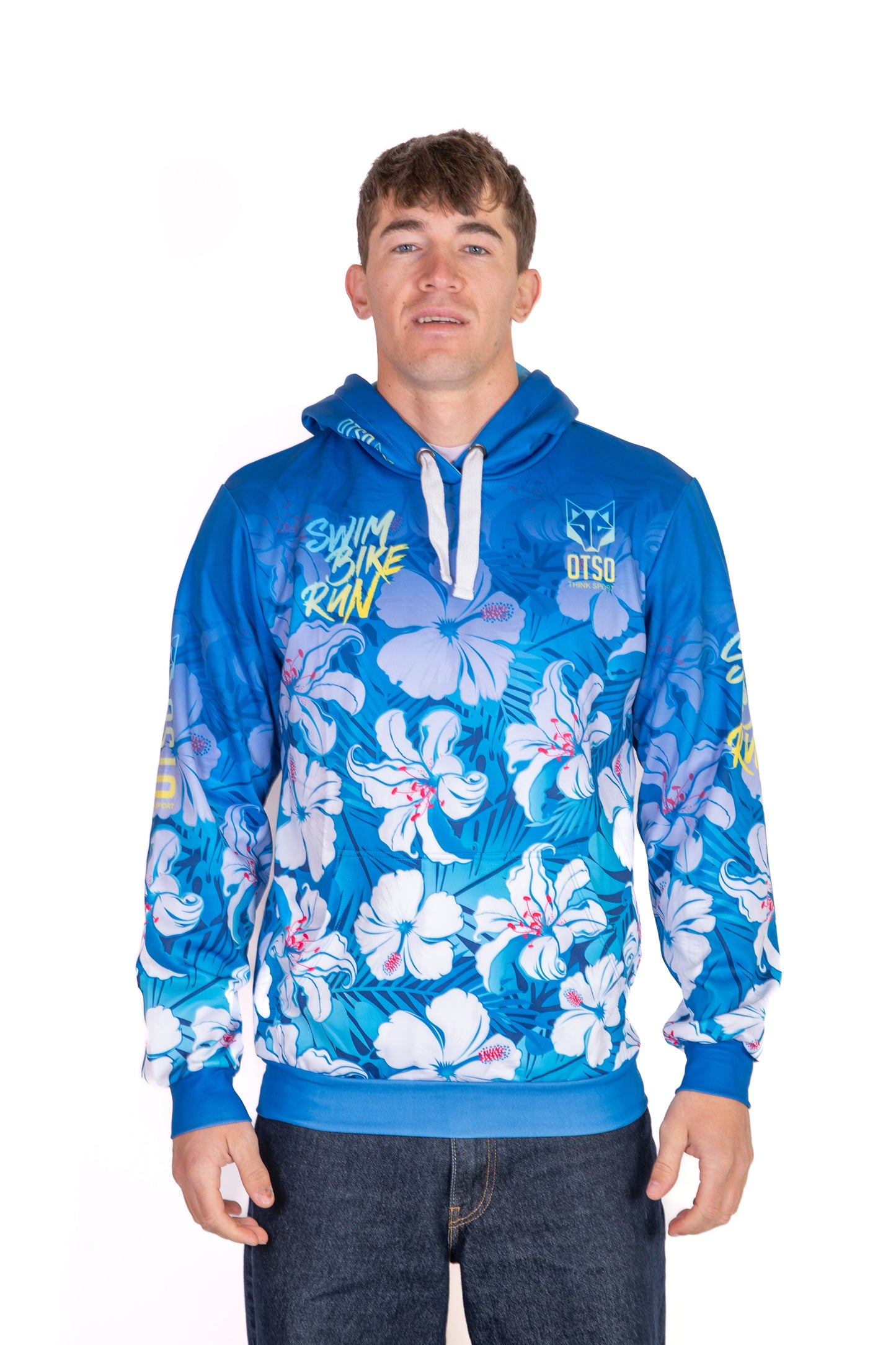 Hooded sweatshirt - Swim Bike Run Flower