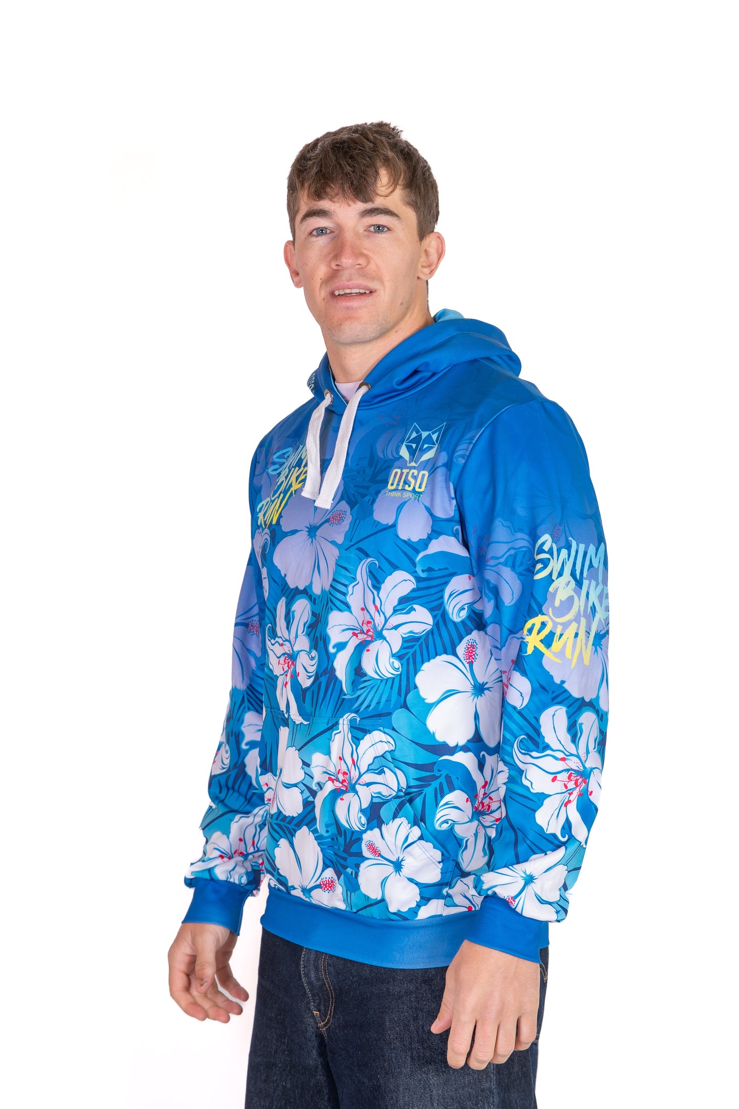 Hooded sweatshirt - Swim Bike Run Flower