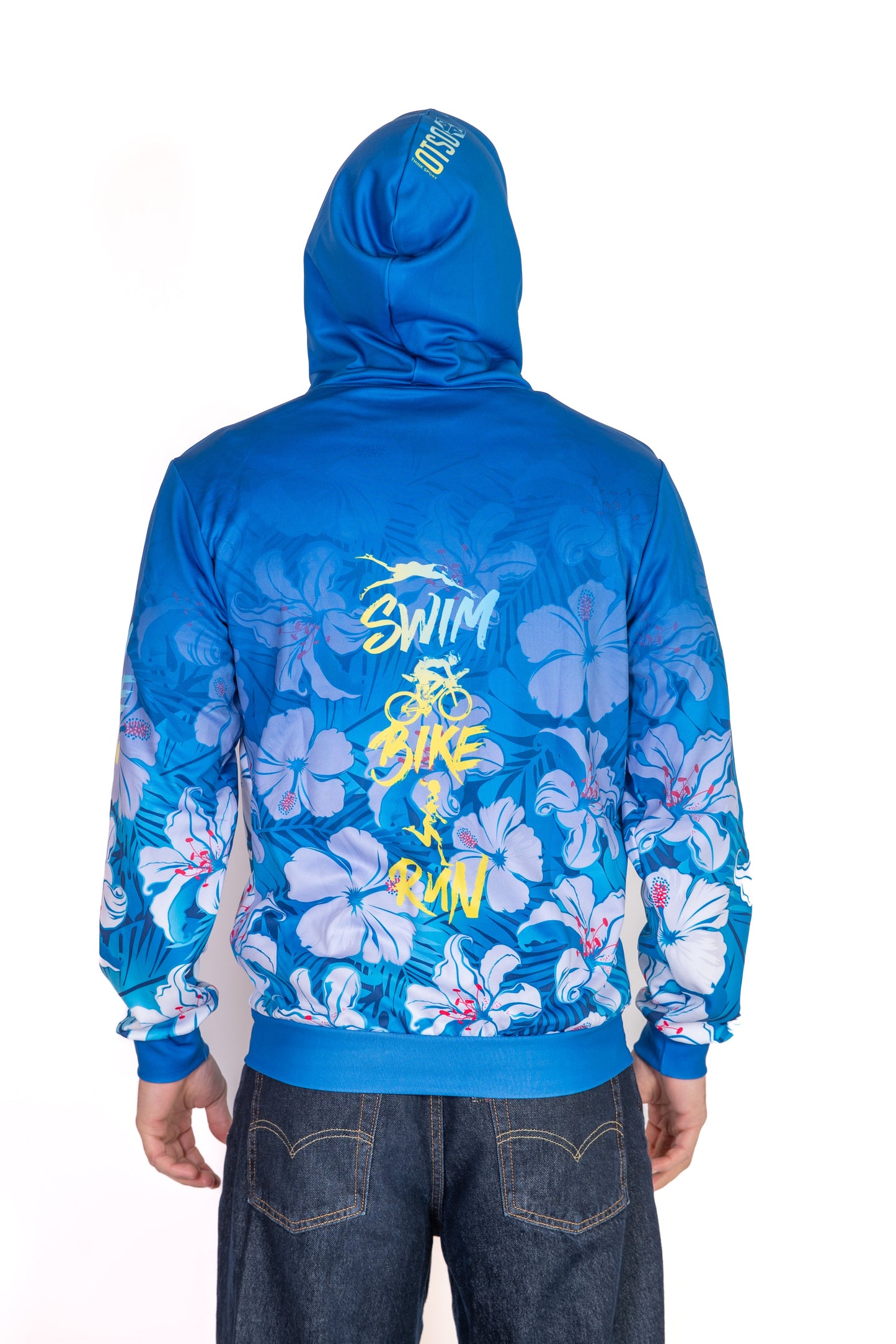 Hooded sweatshirt - Swim Bike Run Flower