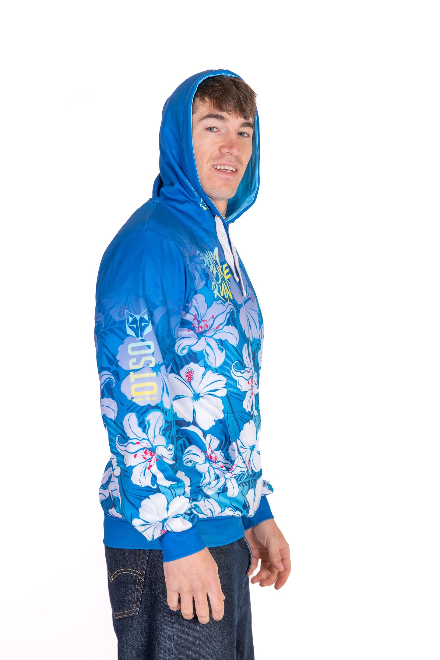 Hooded sweatshirt - Swim Bike Run Flower