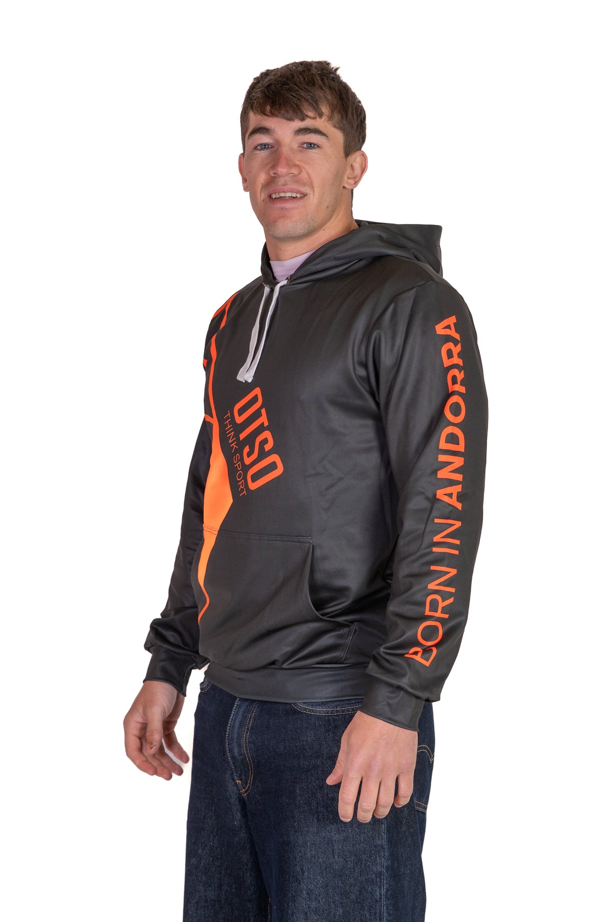 Hooded Sweatshirt - Black & Bright Orange Otso