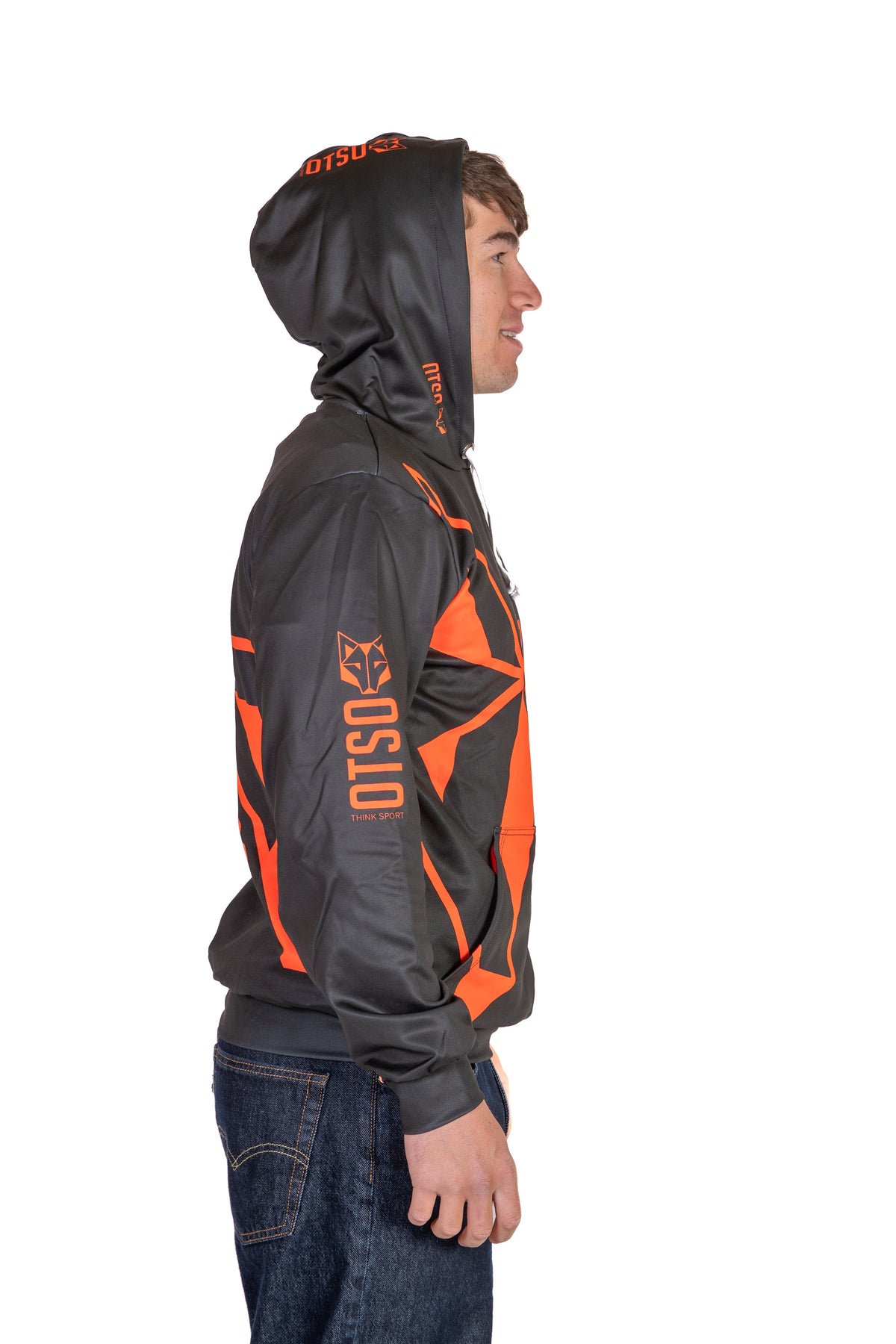 Hooded Sweatshirt - Black & Bright Orange Otso