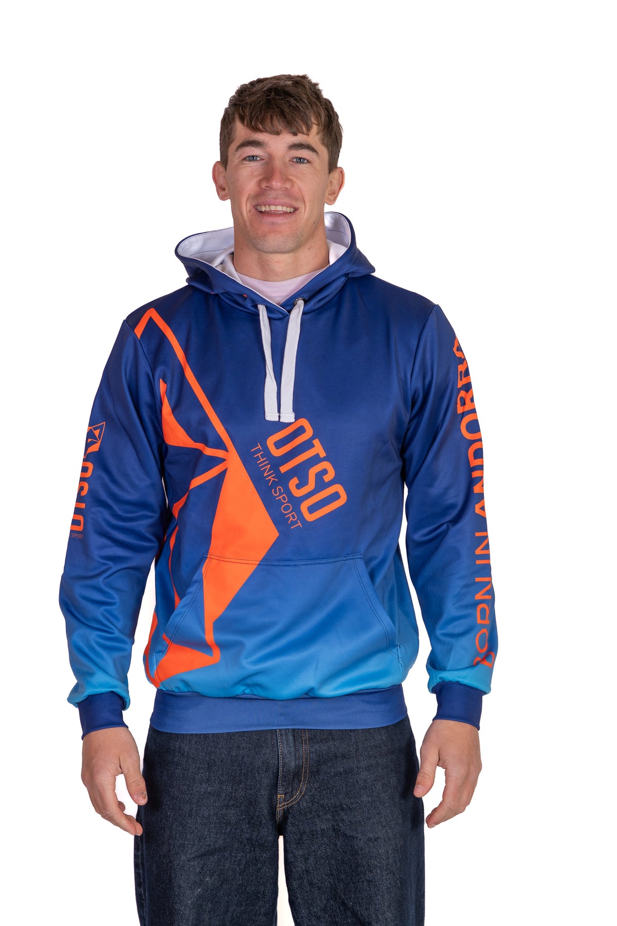 Hooded Sweatshirt - Navy Blue & Bright Orange Otso