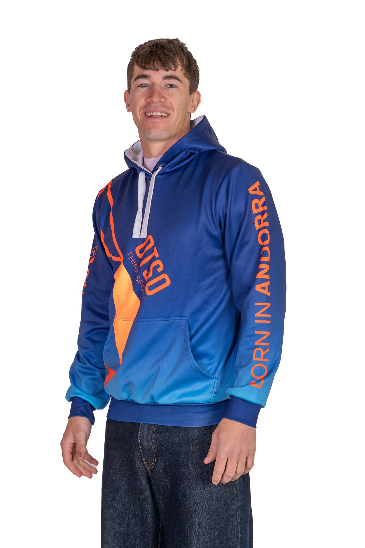 Hooded Sweatshirt - Navy Blue & Bright Orange Otso