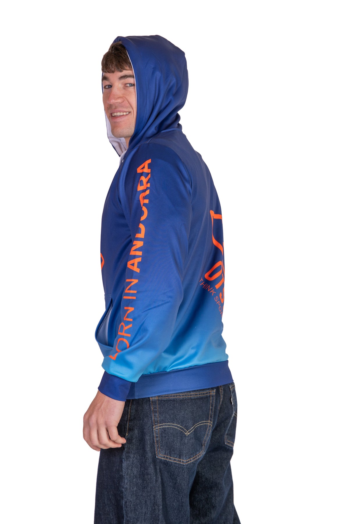 Hooded Sweatshirt - Navy Blue & Bright Orange Otso