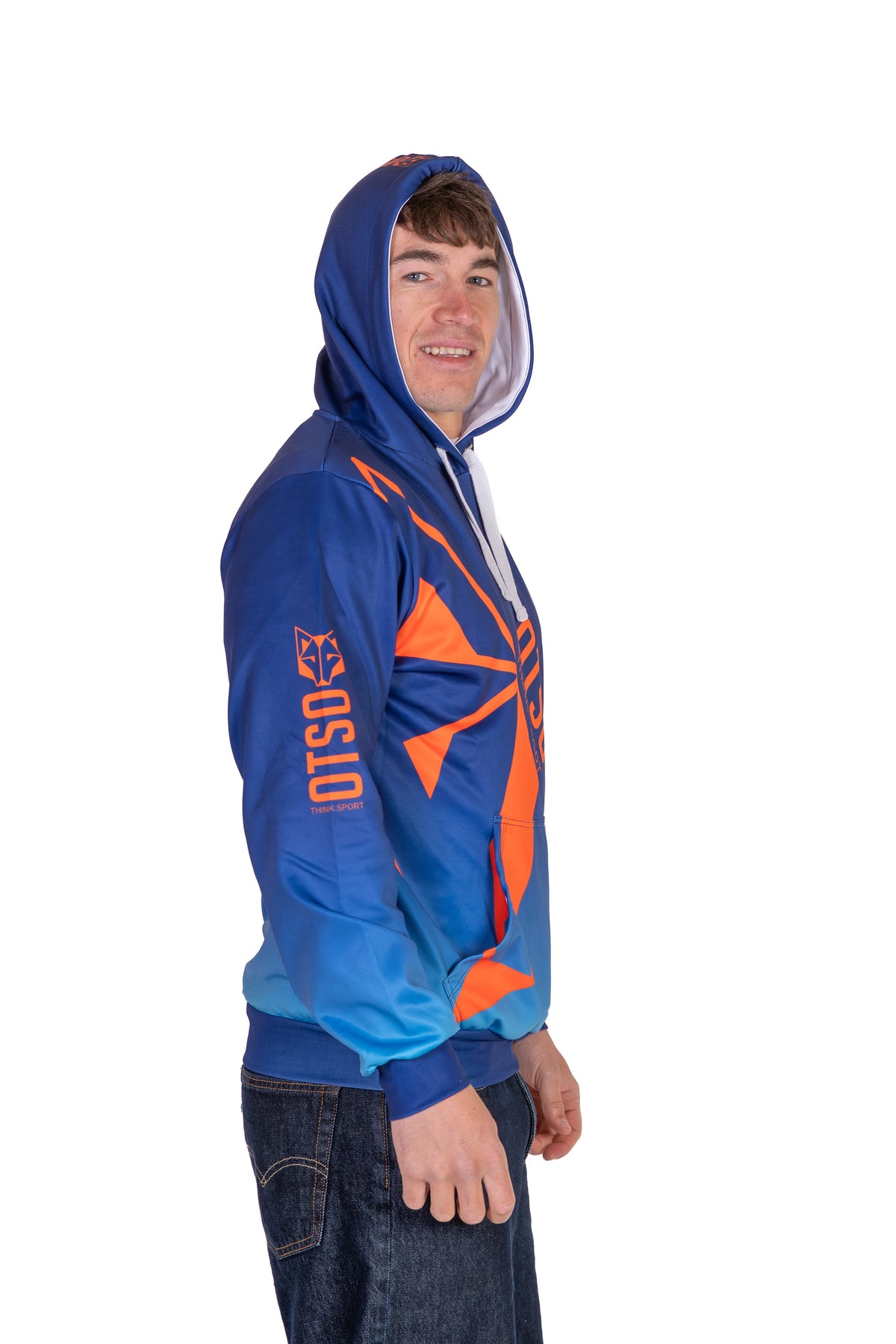 Hooded Sweatshirt - Navy Blue & Bright Orange Otso