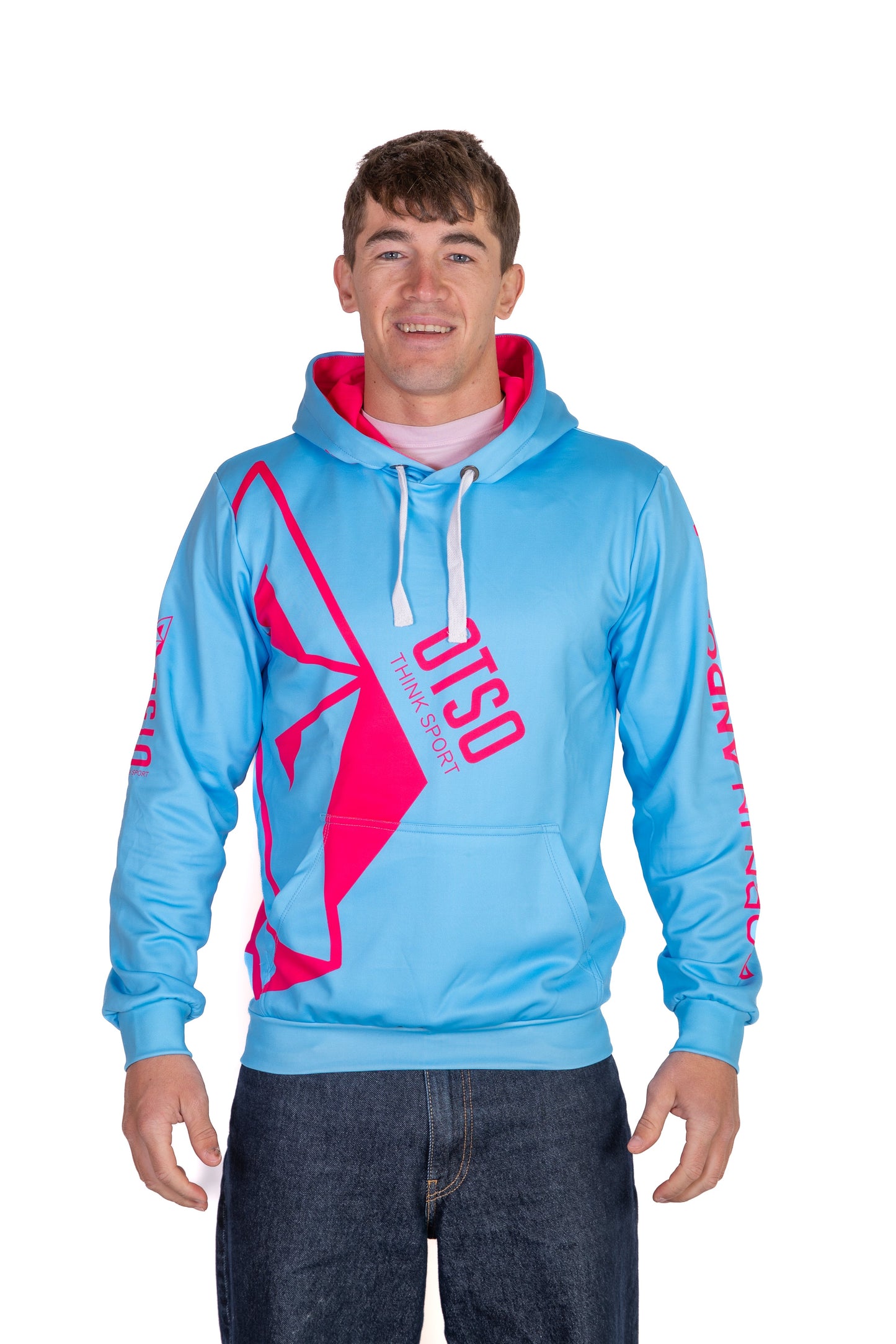 Felpa con cappuccio - Azzurro chiaro e rosa
