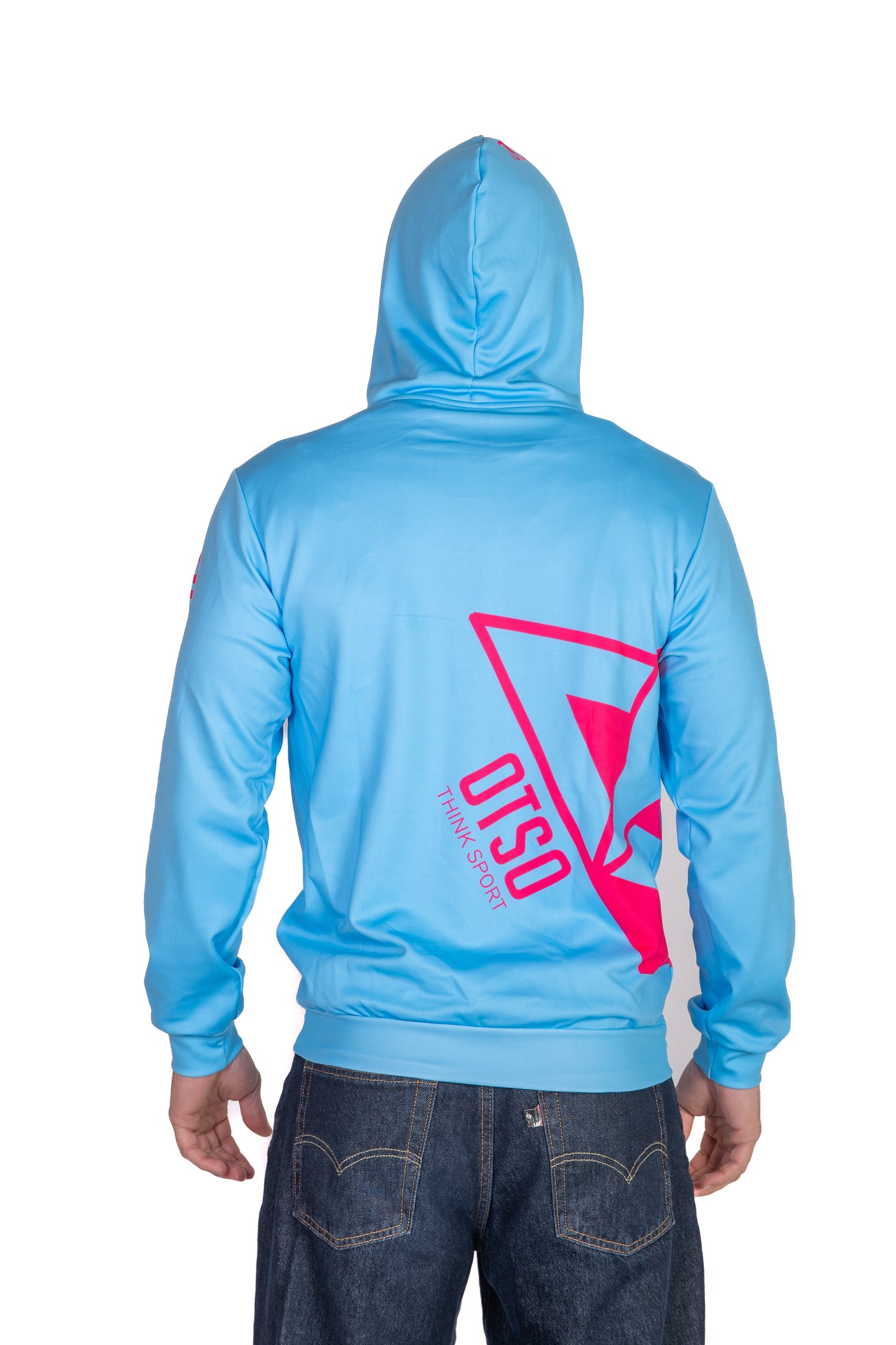 Felpa con cappuccio - Azzurro chiaro e rosa