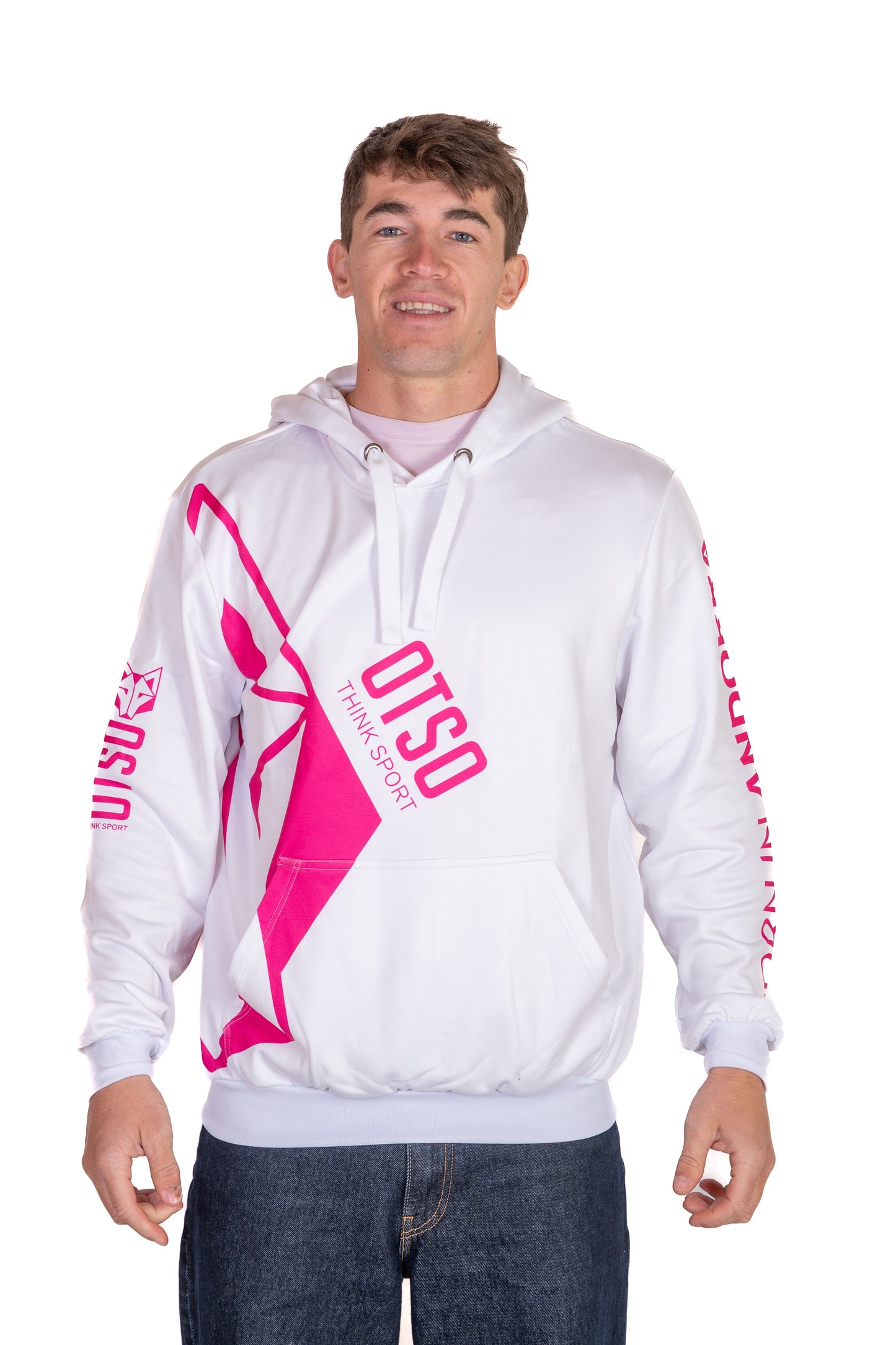 Kapuzensweatshirt - Weiß & Leuchtend Pink Otso
