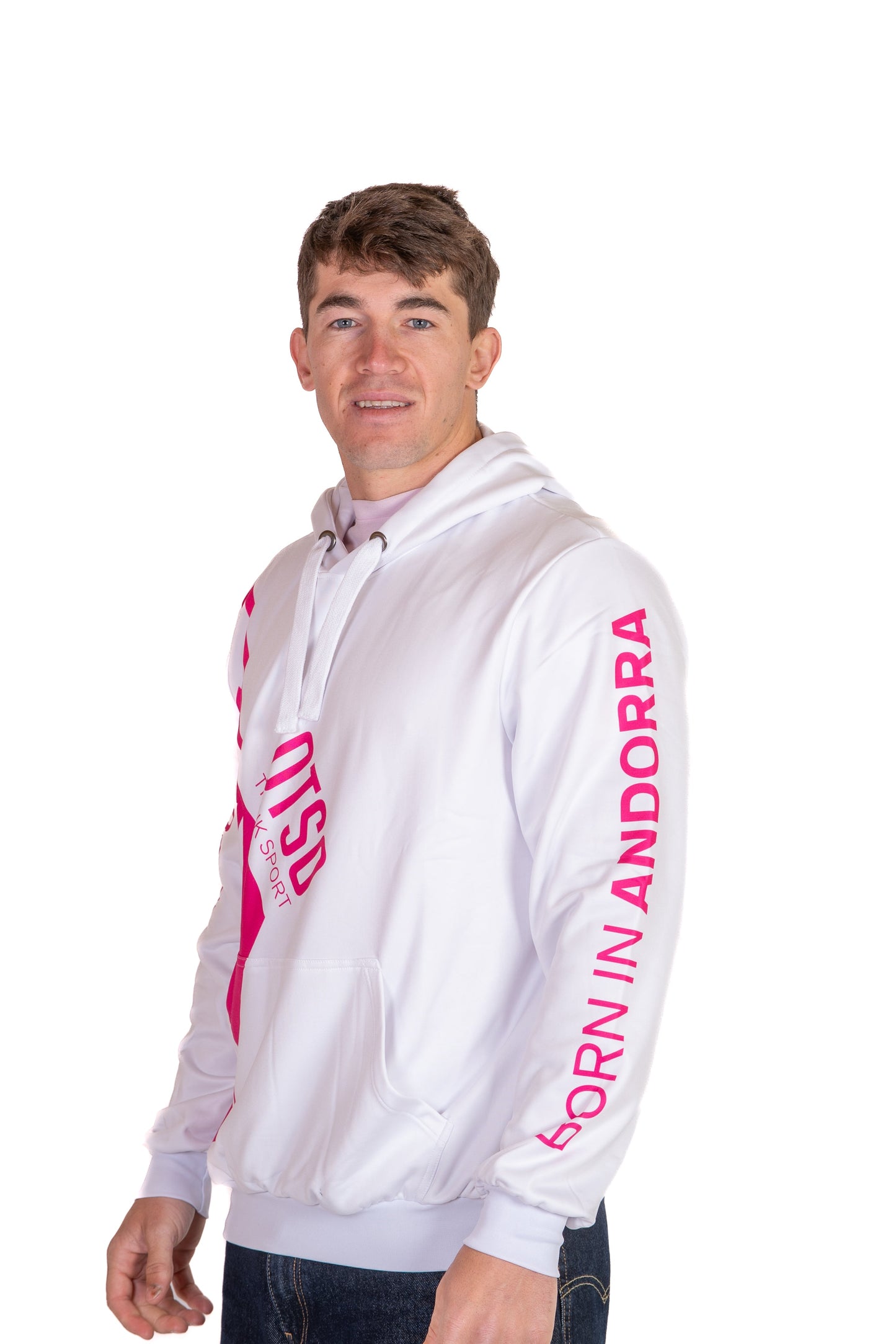 Kapuzensweatshirt - Weiß & Leuchtend Pink Otso